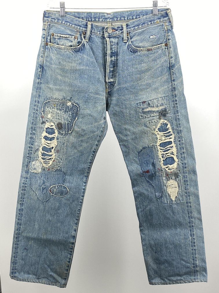 Pre-owned Kapital Distressed Patchwork Sashiko Denim