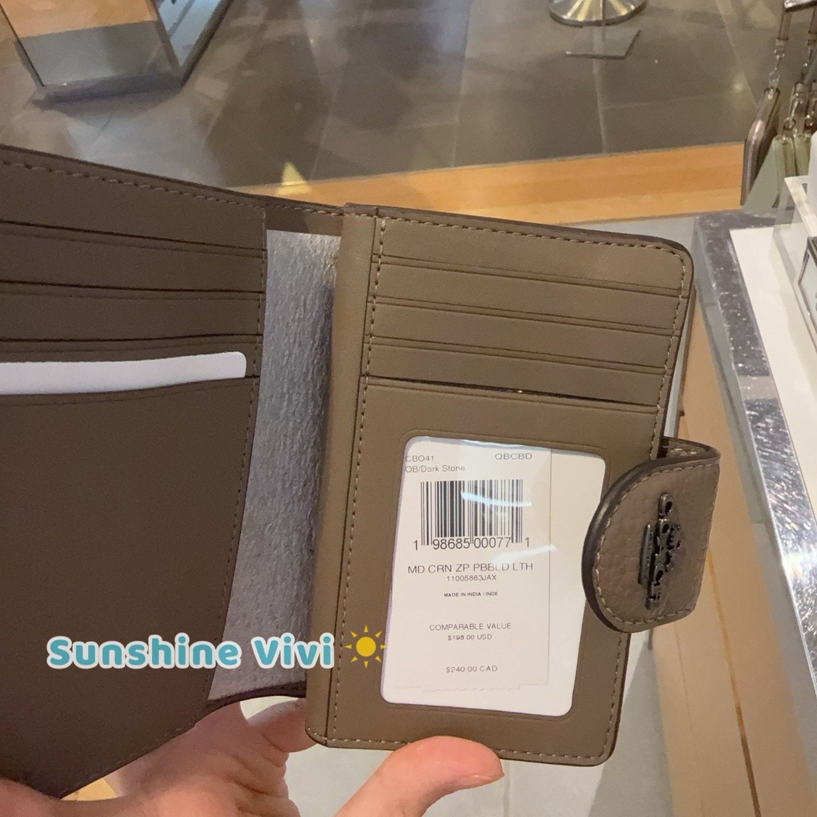 Coach NWT Coach Medium Corner Zip Wallet CBO41 Leather Dark stone Size ONE SIZE - 6 Thumbnail
