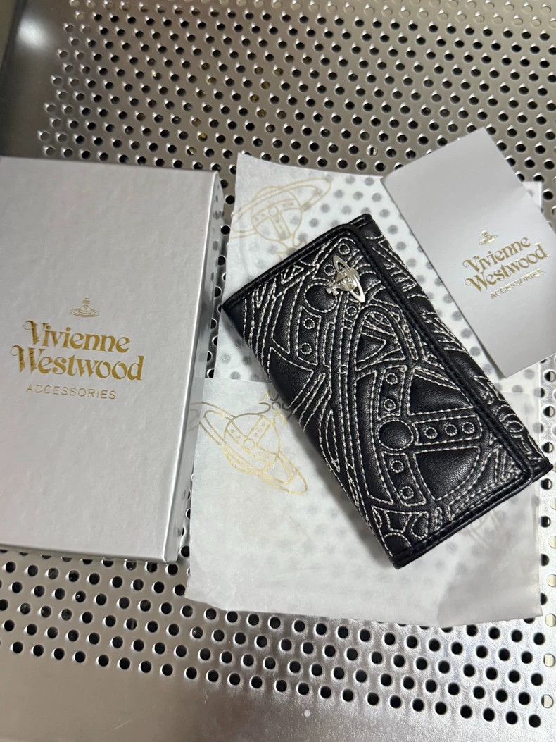 Vivienne Westwood Vivienne Westwood Black leather sewn Saturn key bag Size ONE SIZE - 1 Thumbnail
