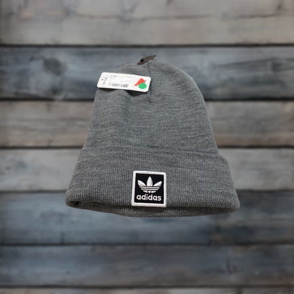 Adidas adidas Beanie Mens One Size Gray UORI Tall Utility Knit Trefoil Logo Winter Size ONE SIZE - 1 Thumbnail