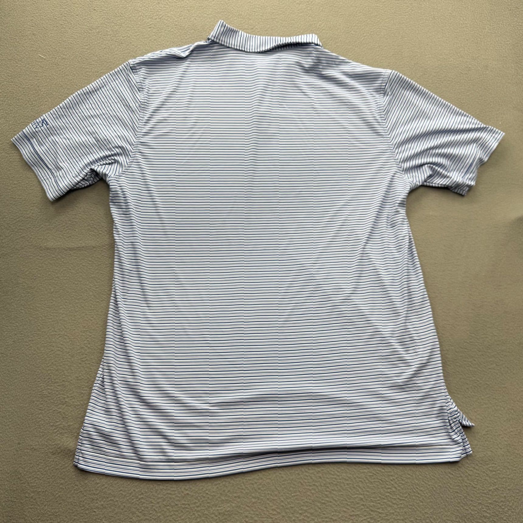 Peter Millar Peter Millar Polo Shirt Mens XL Blue Featherweight UPF 50+ Focus Family Golf Shirt Half-Tone Striped Short Sleeve Polo with Logo Embroidery Size US XL / EU 56 / 4 - 2 Thumbnail