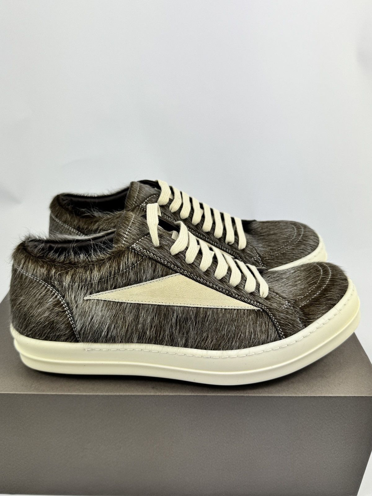 Rick Owens VINTAGE SUEDE TRIMMED CALF HAIR SNEAKERS Size US 10 / EU 43 - 5 Thumbnail