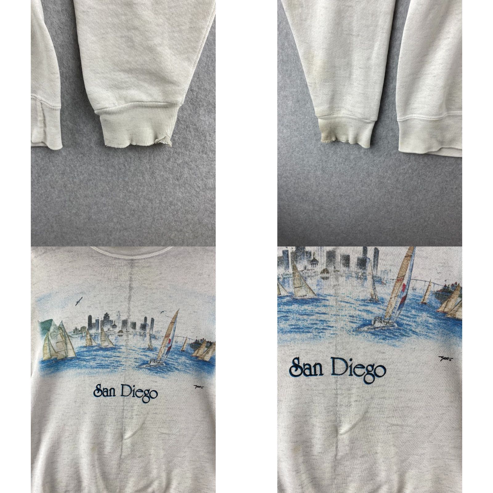Vintage VINTAGE Oneita Sweatshirt Shirt Mens M White San Diego Pullover Graphic Print Logo All Seasons Breathable Hooded 90s Art San Diego Bay Mens Size US M / EU 48-50 / 2 - 8 Thumbnail