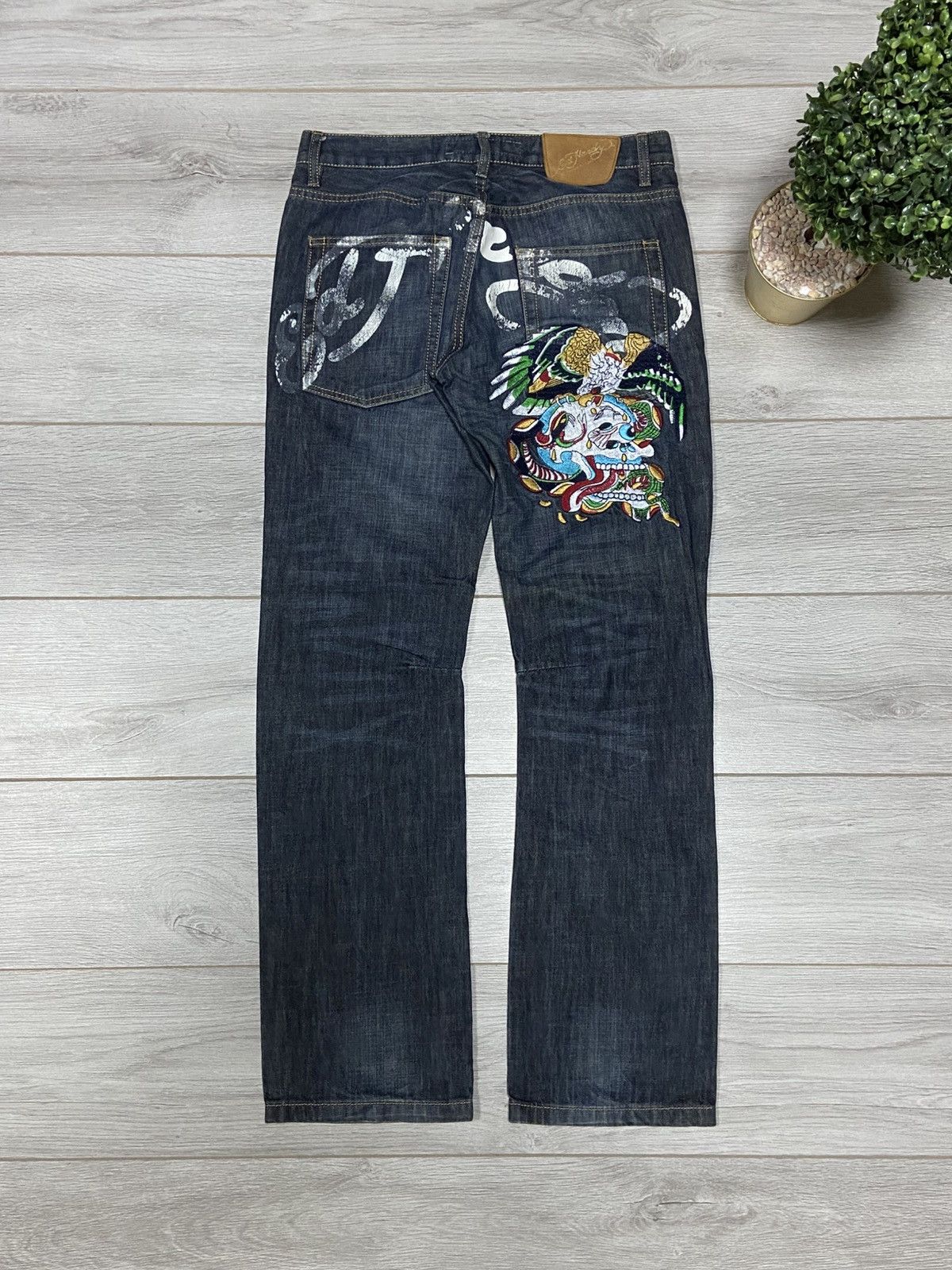 Ed Hardy skull 💀 eagle big embro logo print vintage jeans