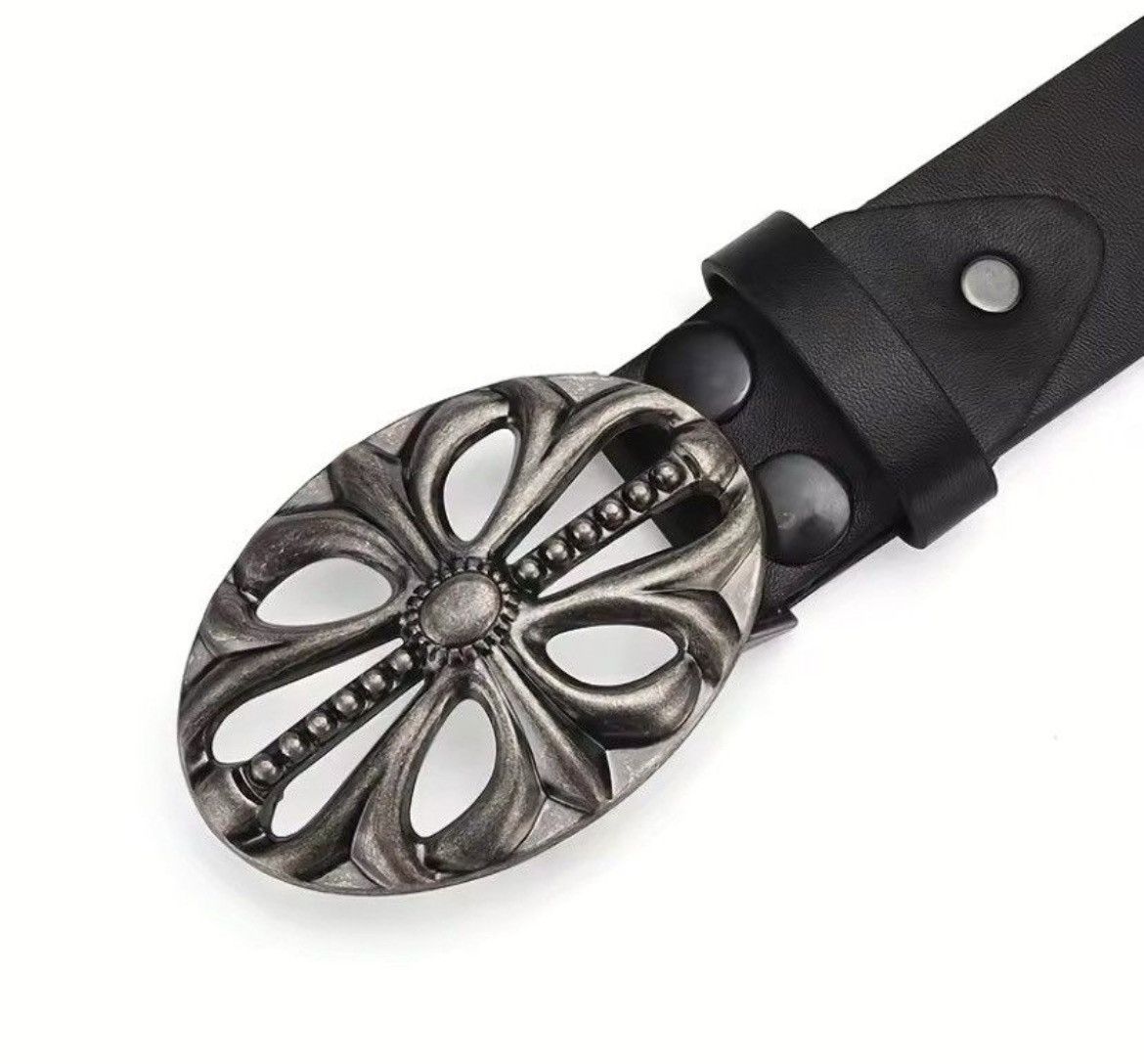 Designer × Vintage Black Chrome Hearts Style Belt Size 40 - 3 Thumbnail