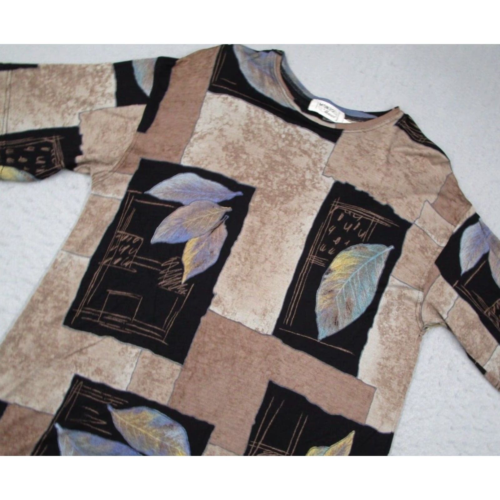 Vintage VINTAGE Mondo Di Marco Brown AOP Feather Abstract Design Rayon Short Sleeve Crew Neck Tee Men Large Italy Size US L / EU 52-54 / 3 - 2 Thumbnail