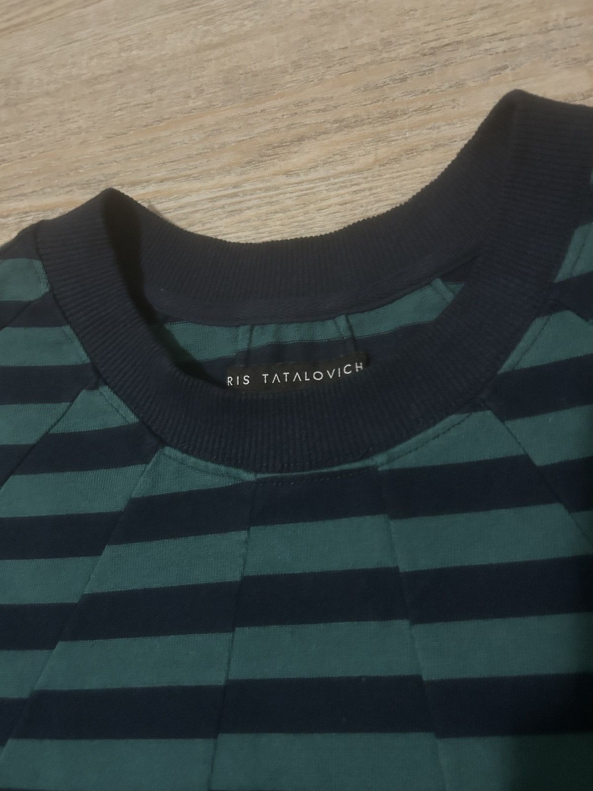 Aris Tatalovich Aris Tatalovich Navy Teal Stripe Dart Neck Shirt Size US L / EU 52-54 / 3 - 3 Thumbnail
