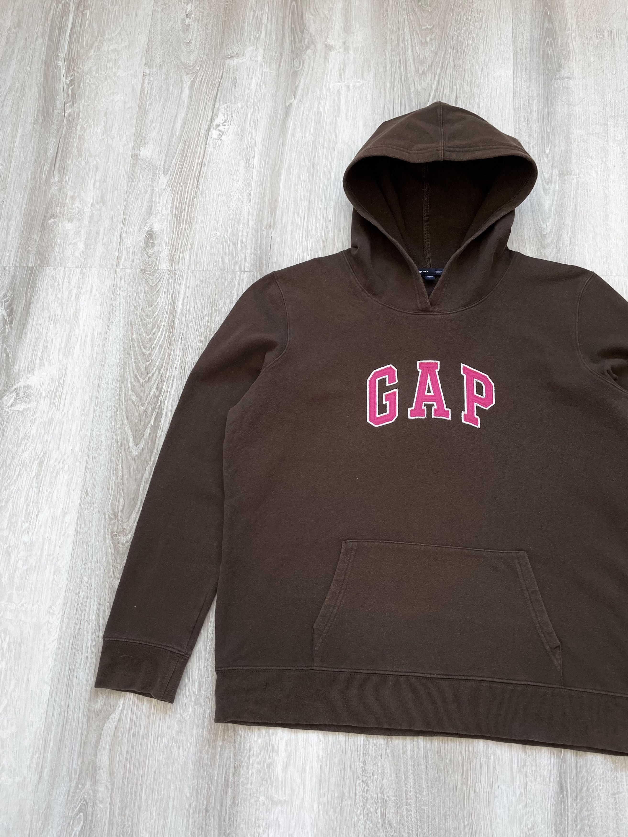 Gap Vintage GAP Women's Brown Hype Hoodie Embroidered Logo Size L / US 10 / IT 46 - 4 Thumbnail