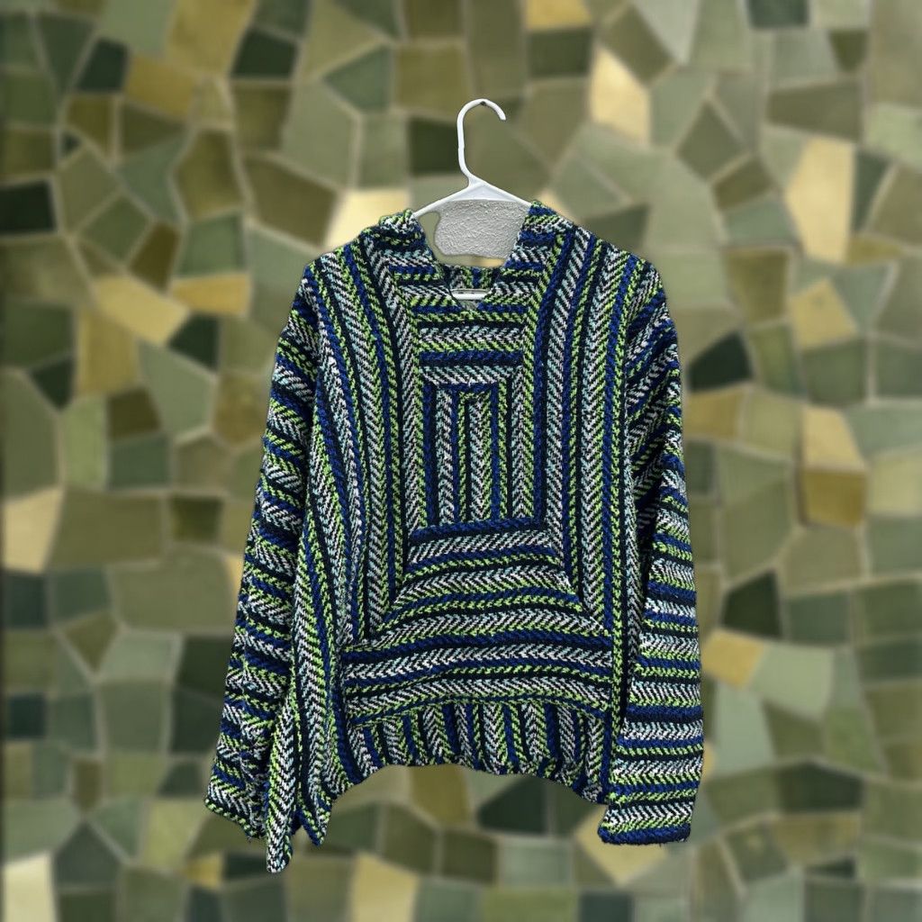 Vintage VINTAGE Baja Joe Sweatshirt Shirt Men Regular Small Green Blue Hooded Pockets Knit Pullover Mexican 90s Sports Size US S / EU 44-46 / 1 - 1 Thumbnail