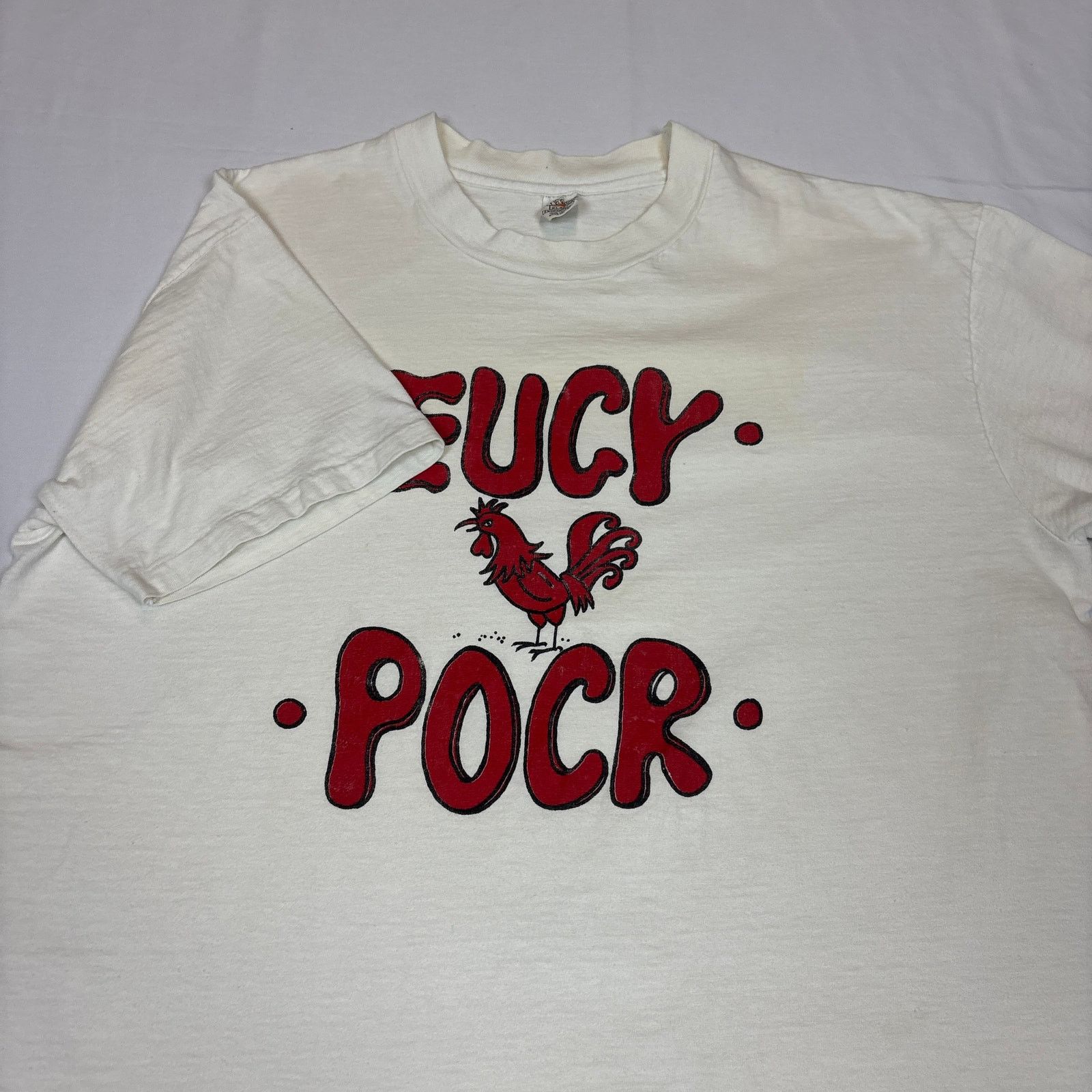 Hanes Vintage 70s Flip Shirt XL Eucy Pocr F*ck Humor Tee Size US XL / EU 56 / 4 - 3 Thumbnail