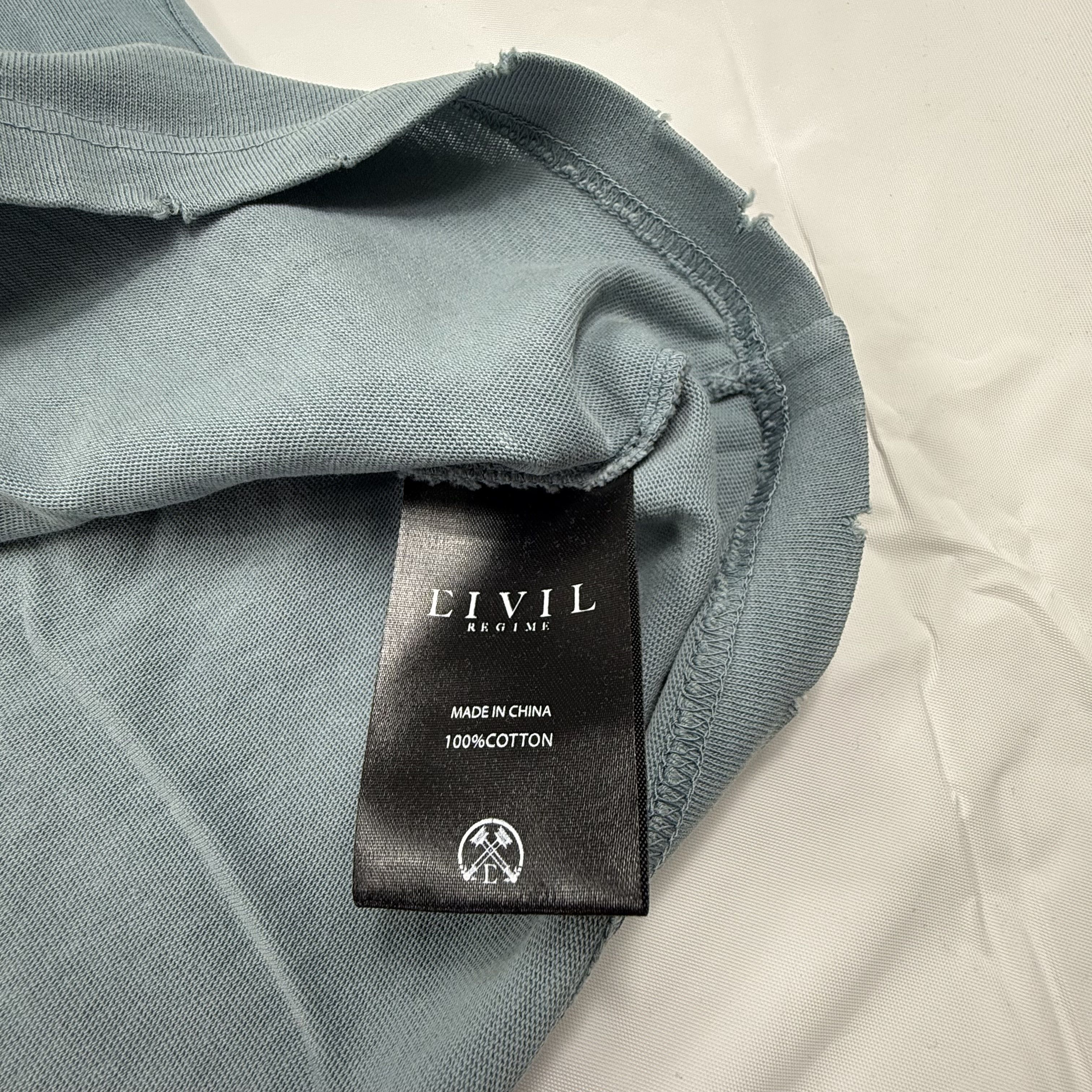 Civil Regime Civil Regime Mens Floral Distressed T-Shirt Blue Grey Rebel Size US L / EU 52-54 / 3 - 7 Thumbnail