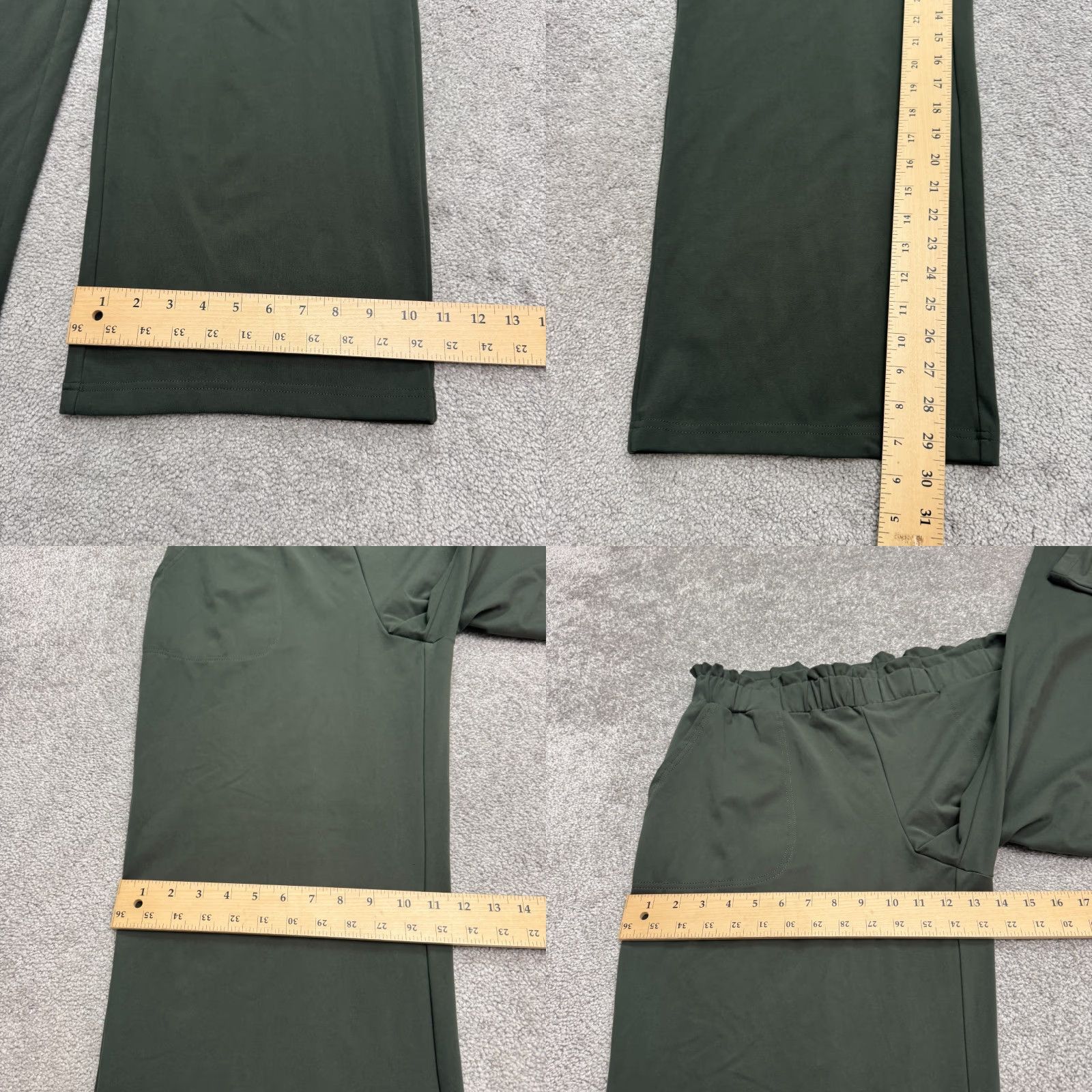 Joie Joie Wide-Leg Pants Womens XL Olive Green Elastic Waist 36x29.5 Casual Travel Pockets Dress Pants Modern 90s Theme, Regular Fit Mens Womens Girls Boys Size 40" / US 18 - 8 Thumbnail
