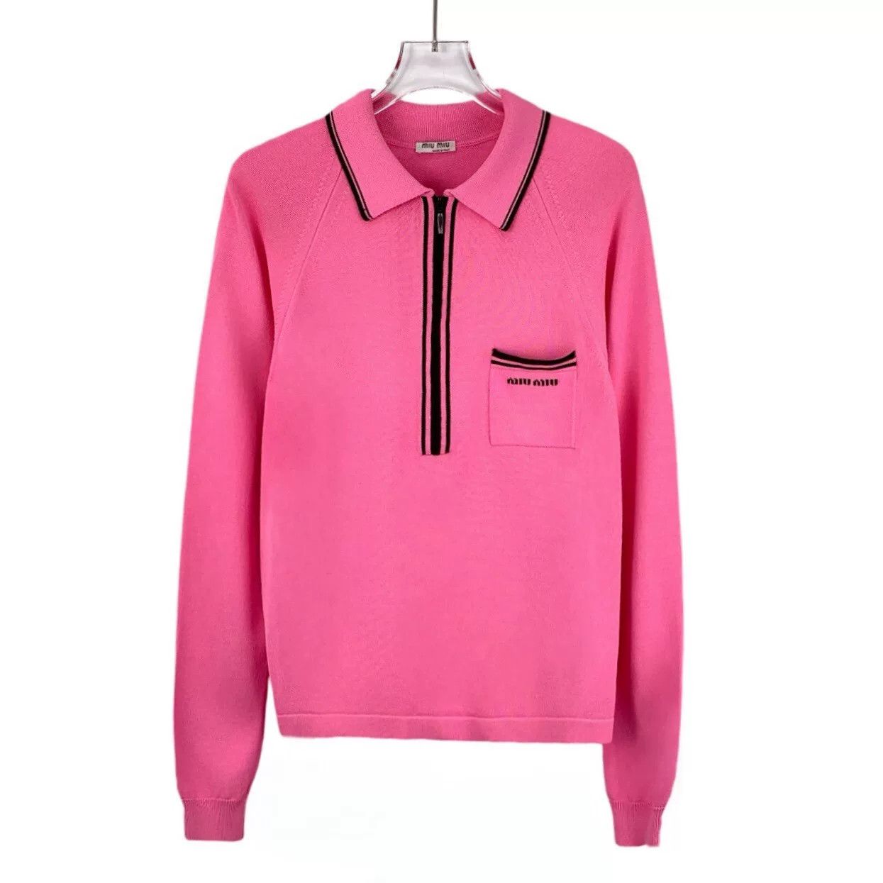 Miu Miu pink long sleeve knit polo shirt Size US S / EU 44-46 / 1 - 1 Thumbnail