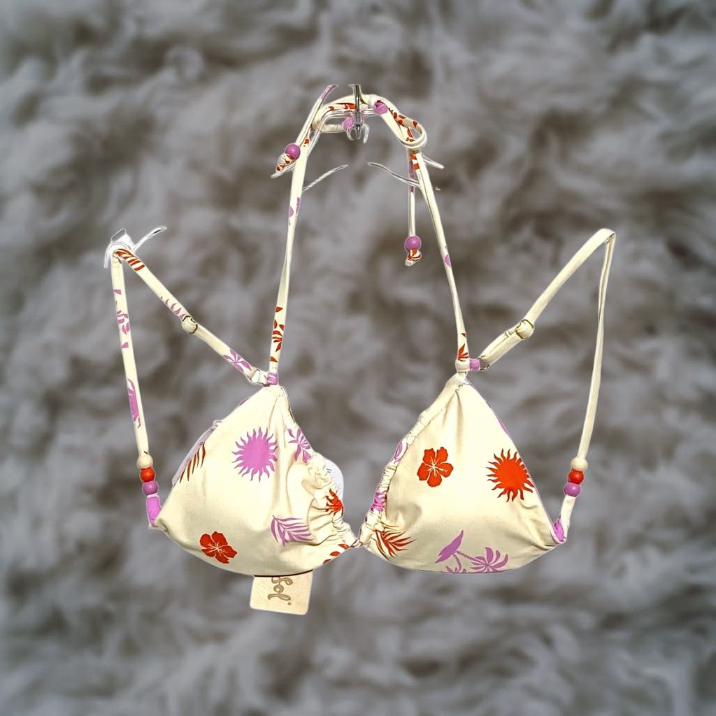 Vintage Cabana Del Sol Bikini Top M Spaghetti Strap Floral Hawaiian Tropical Summer Vacation NWT Women Top Orange Beach Size M / US 6-8 / IT 42-44 - 1 Thumbnail