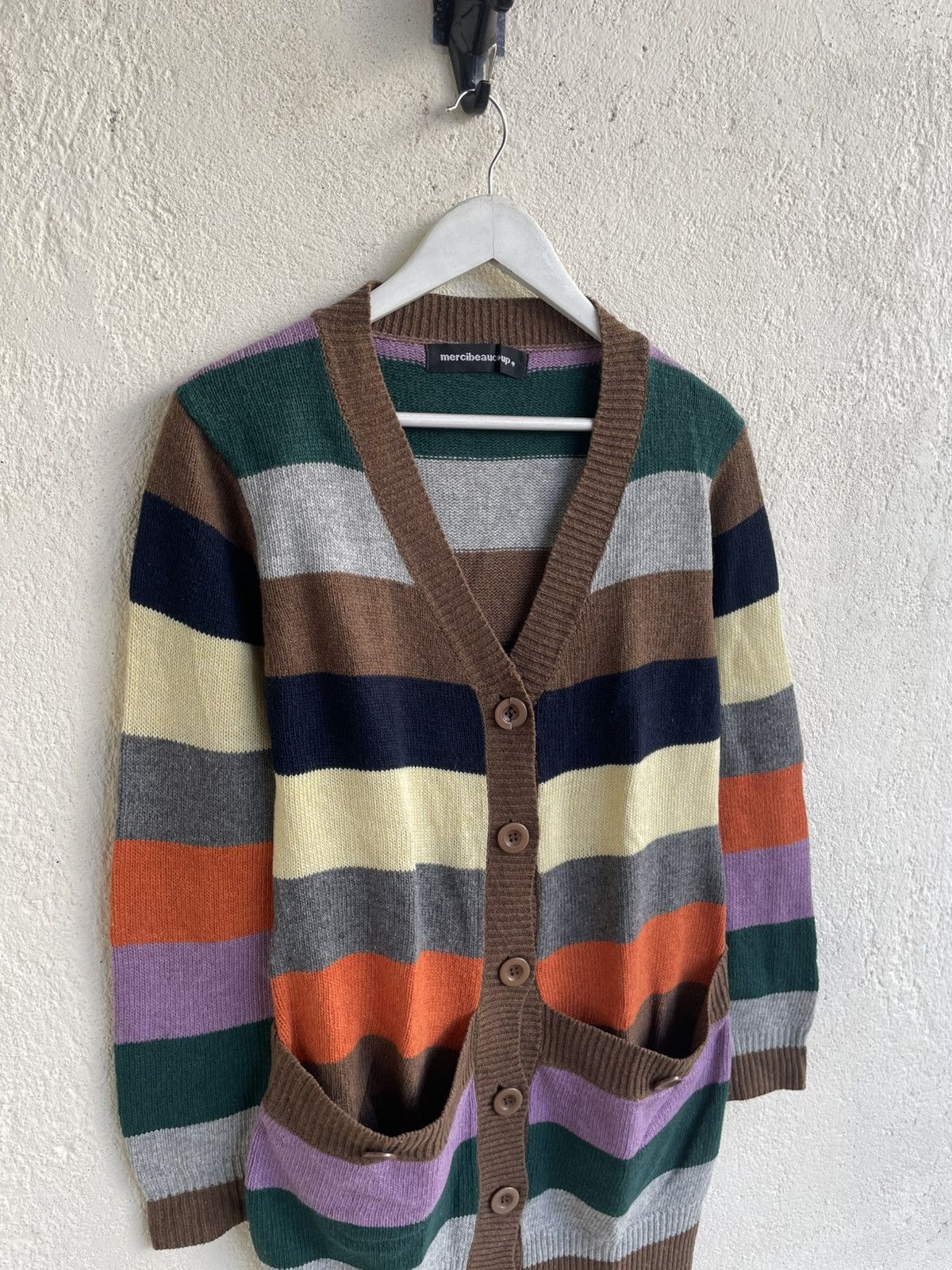 Issey Miyake 2000s Merci Multi Stripe Long Cardigan Hysteric Y’s CDG Miu Size M / US 6-8 / IT 42-44 - 5 Thumbnail