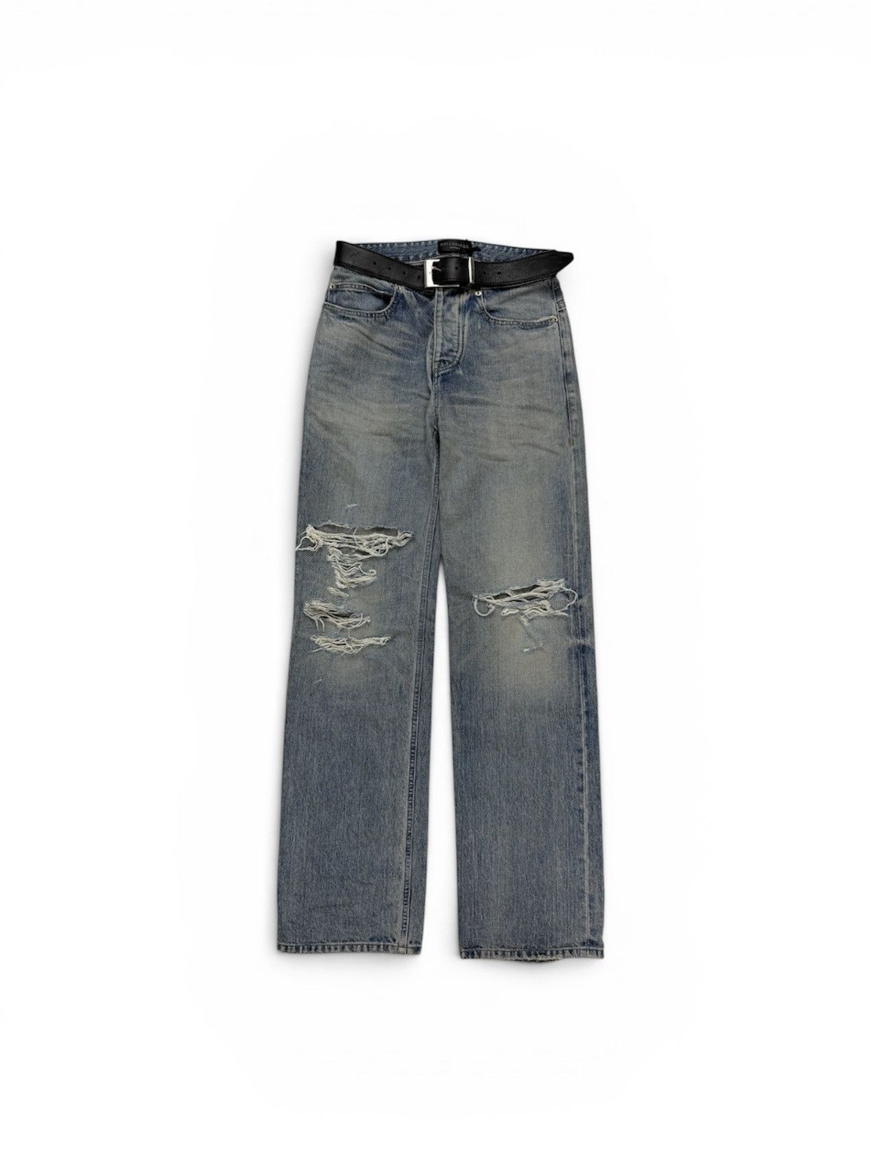Balenciaga Balenciaga Integrated Belt Washed Blue Denim Pants Size US 28 / EU 44 - 1 Thumbnail