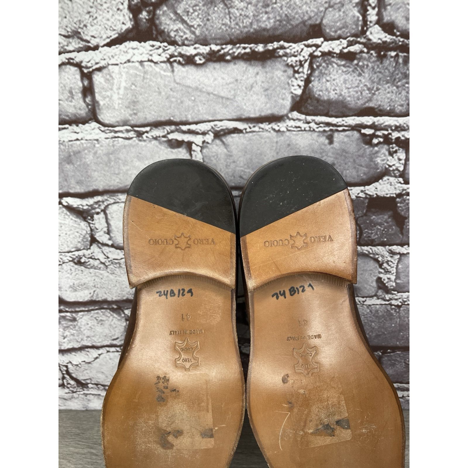 Other Marco Delli Brown Leather Shimmer Square Toe Loafers Dress S Size US 8 / EU 41 - 22 Thumbnail