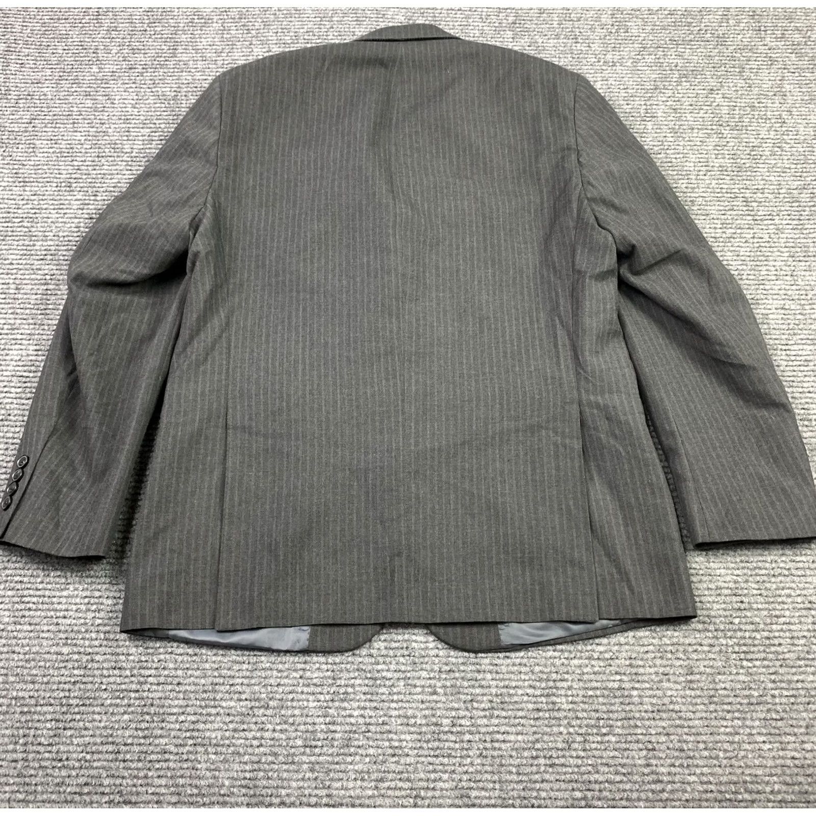 Perry Ellis Perry Ellis Portfolio Modern Fit Mens 40 Regular Pinstripe Sport Coat Blazer Gray Notch Lapel Two-Button Jacket) Size 40R - 3 Thumbnail