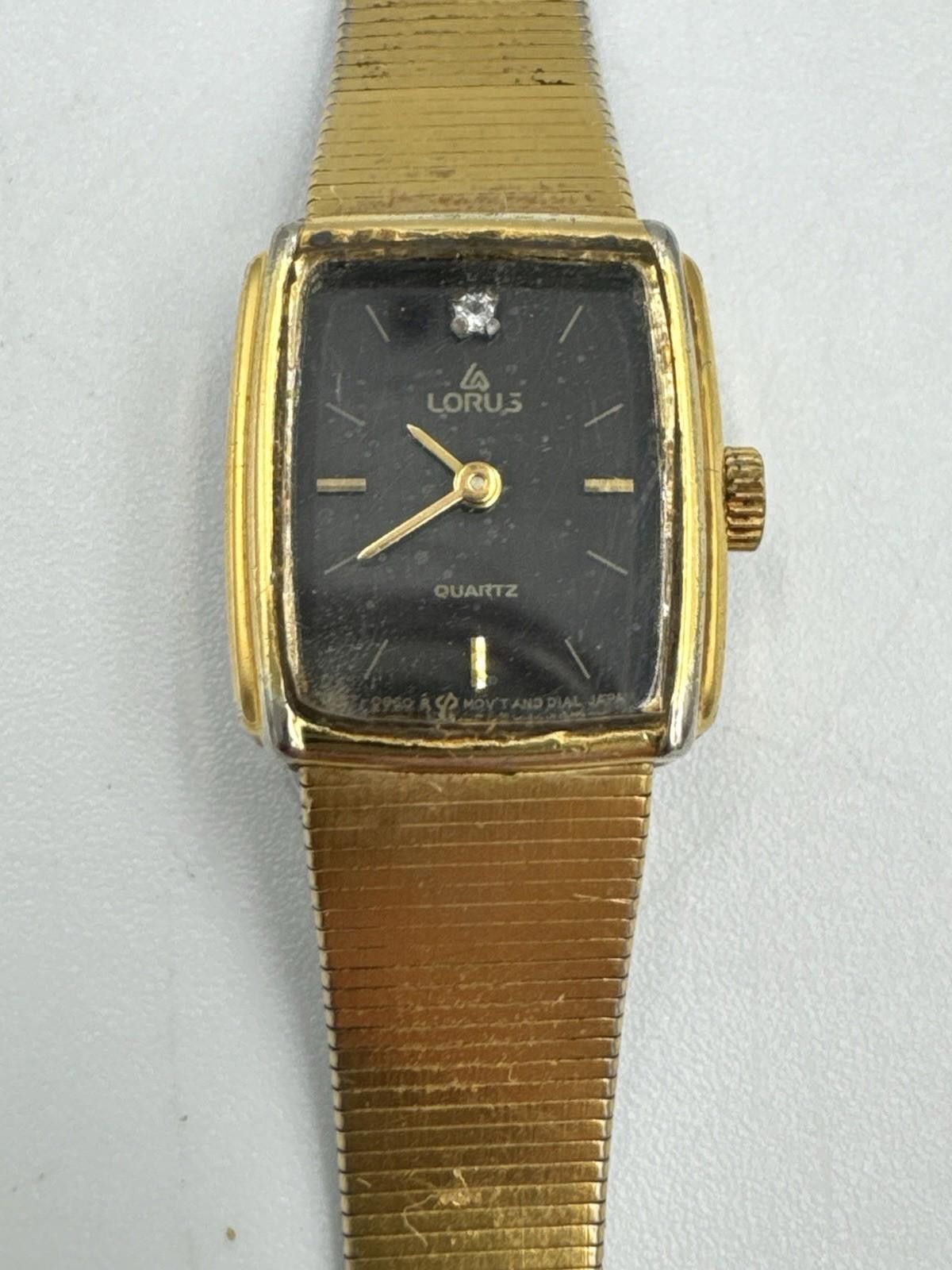 Lotus Shoes Vtg Lorus Watch Women V232-5490 16mm Gold Tone Black Dial Size ONE SIZE - 1 Thumbnail