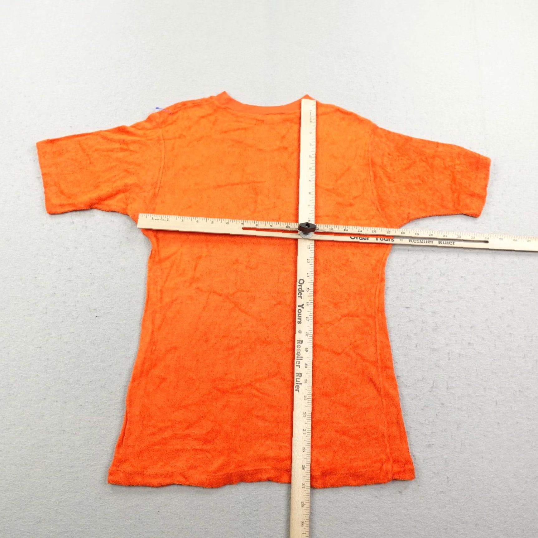 CLOT VINTAGE Beeline Shirt Women’s Medium Orange Terry Cloth Crew Neck 60s Top - 60s, Made USA, Short Sleeves, Pullover, Casual Size M / US 6-8 / IT 42-44 - 5 Thumbnail
