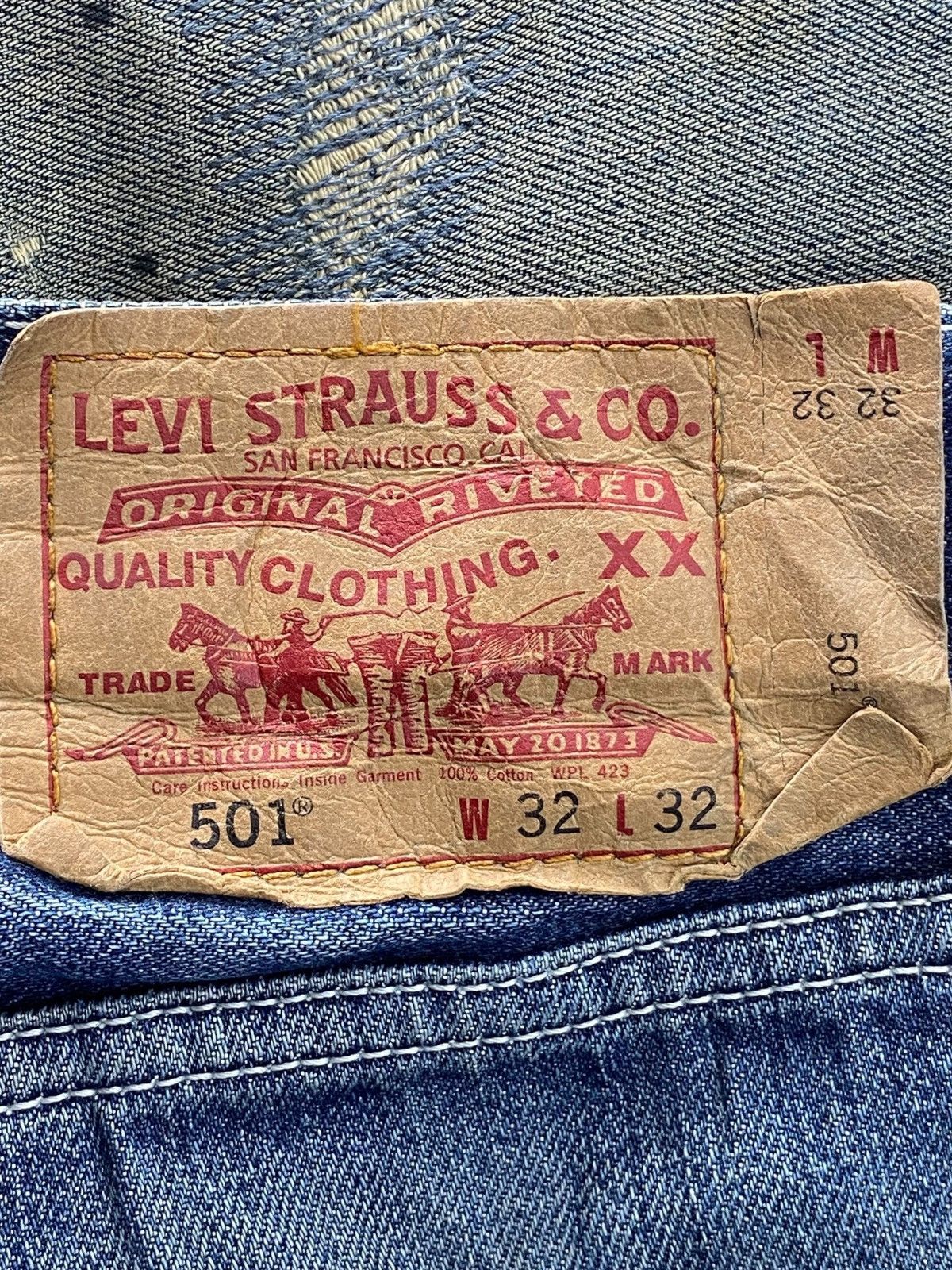 Levi's Levi’s 501 Distressed Patch Work Style Baggy Jeans Size US 33 - 11 Thumbnail