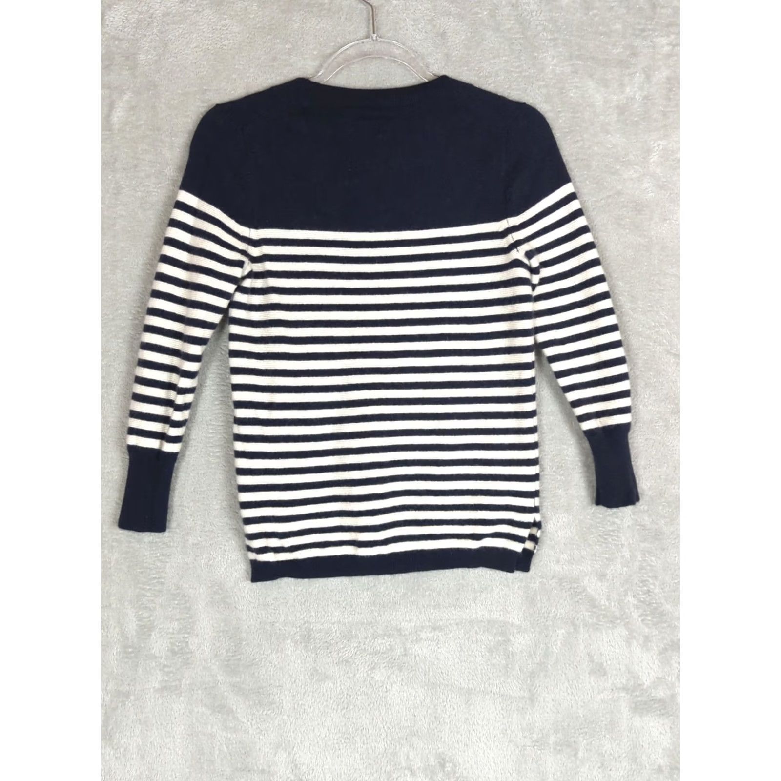 J.Crew J.CREW Women S Blue White Striped 100% Cashmere Sweater Pullover nautical Size S / US 4 / IT 40 - 5 Thumbnail