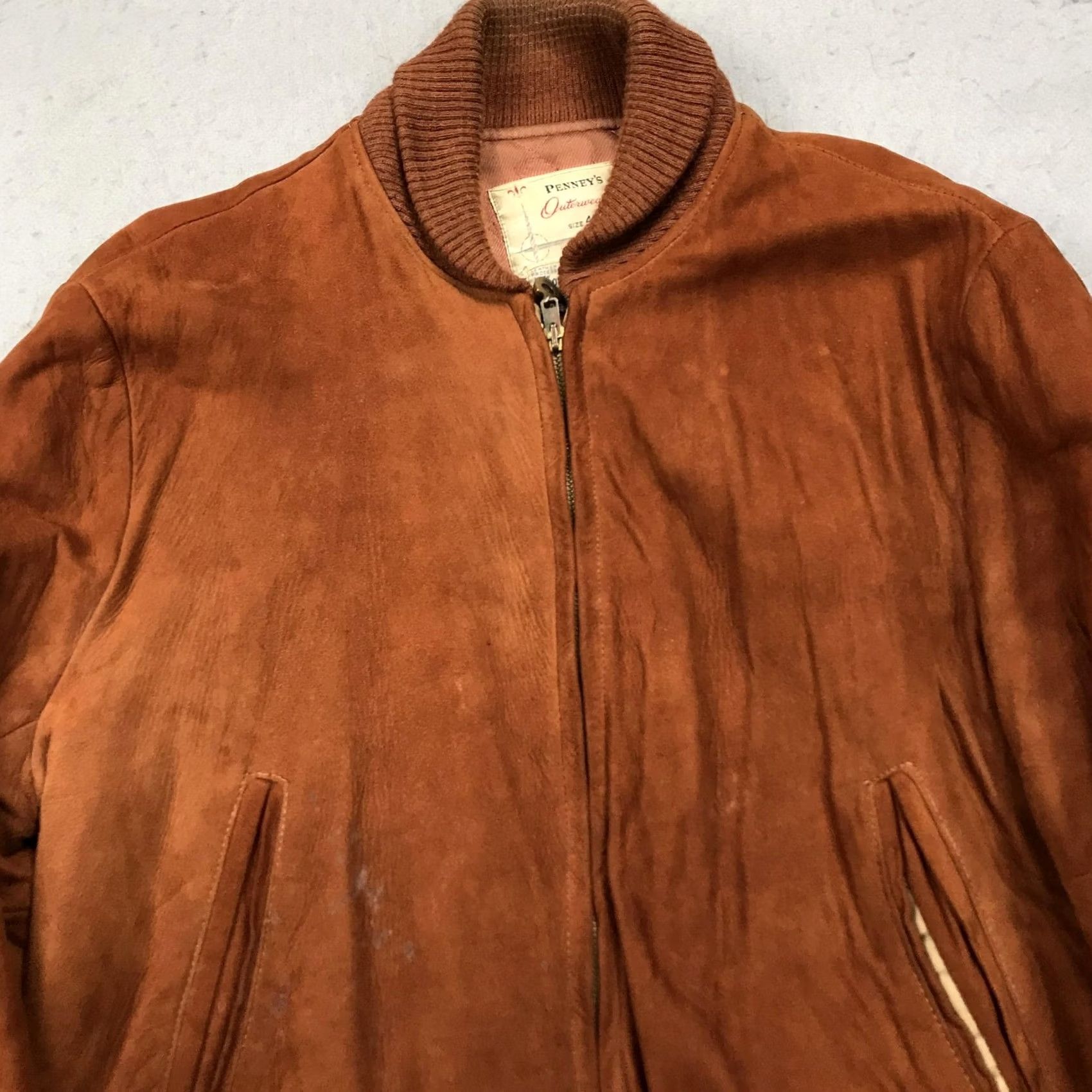 Vintage VINTAGE Penneys Jacket Brown Suede Leather Bomber 42 Mens 50s Zip DuPont Quilon Size US XS / EU 42 / 0 - 3 Thumbnail