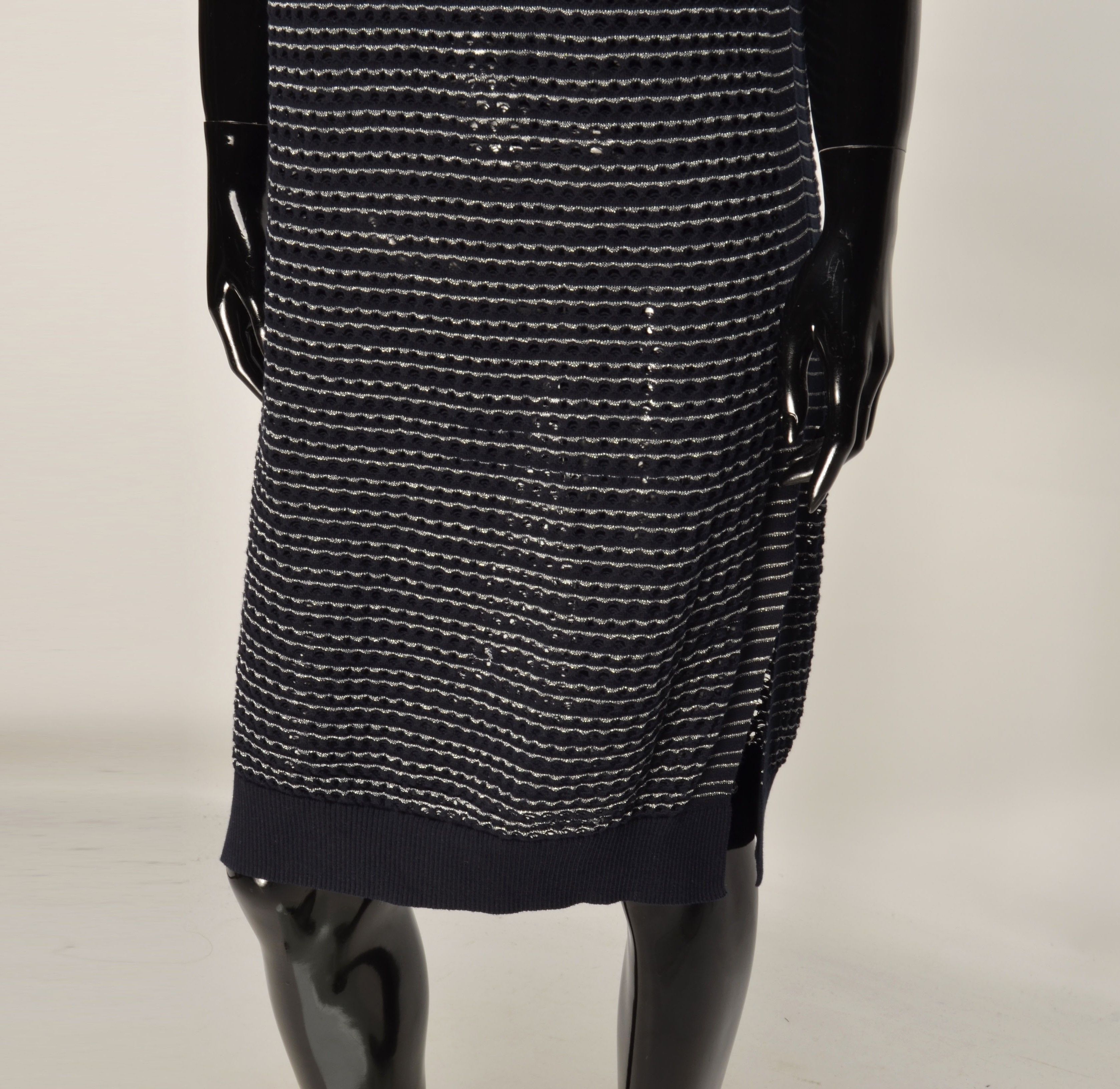 Allsaints AllSaints Navy Blue Open Knit Sleeveless Dress Size M / US 6-8 / IT 42-44 - 3 Thumbnail