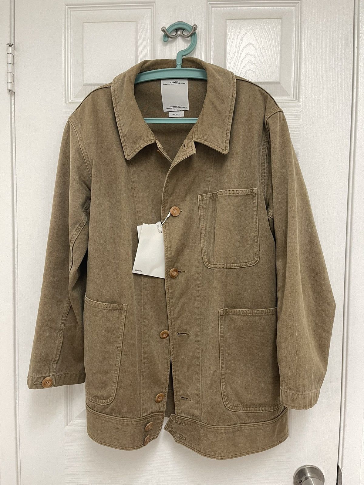 image of Visvim Benny Jkt O.v.n.d. Herringbone Size 4 Olive in Olive/Sand, Men's