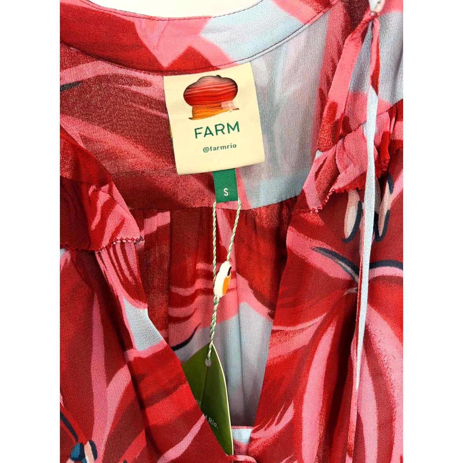 Farm Rio Farm Rio Maxi Dress Size Small Red Long Sleeve Pre-Owned Size S / US 4 / IT 40 - 3 Thumbnail