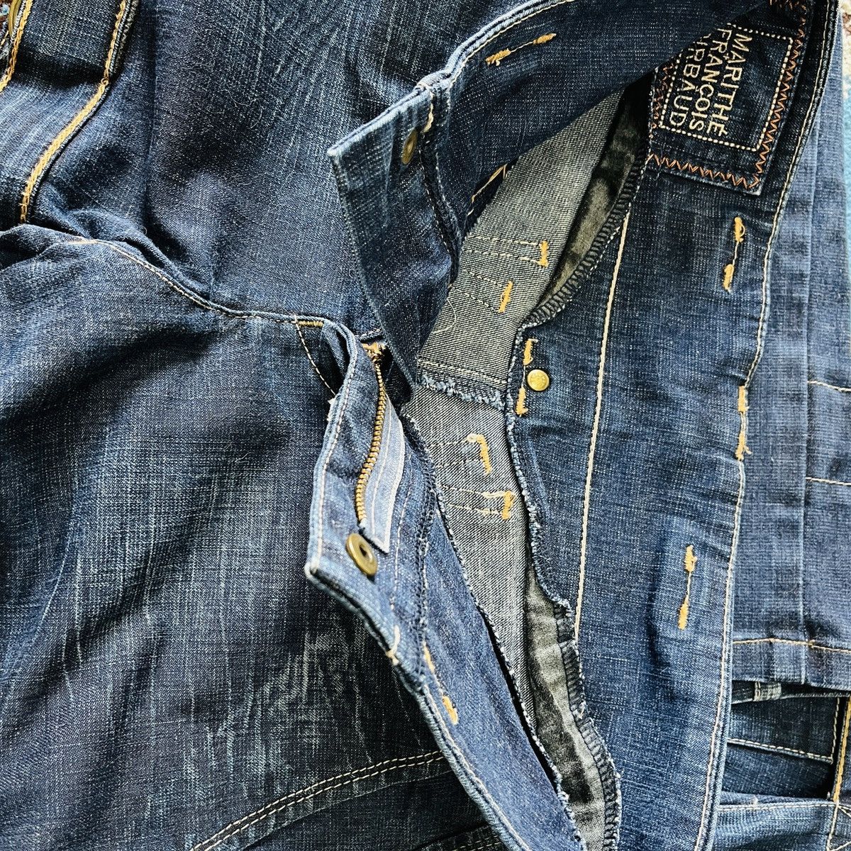 Marithe + Francois Girbaud Spectacular MFG Flared Bondage Heavy Denim Jeans Size US 30 / EU 46 - 16 Thumbnail