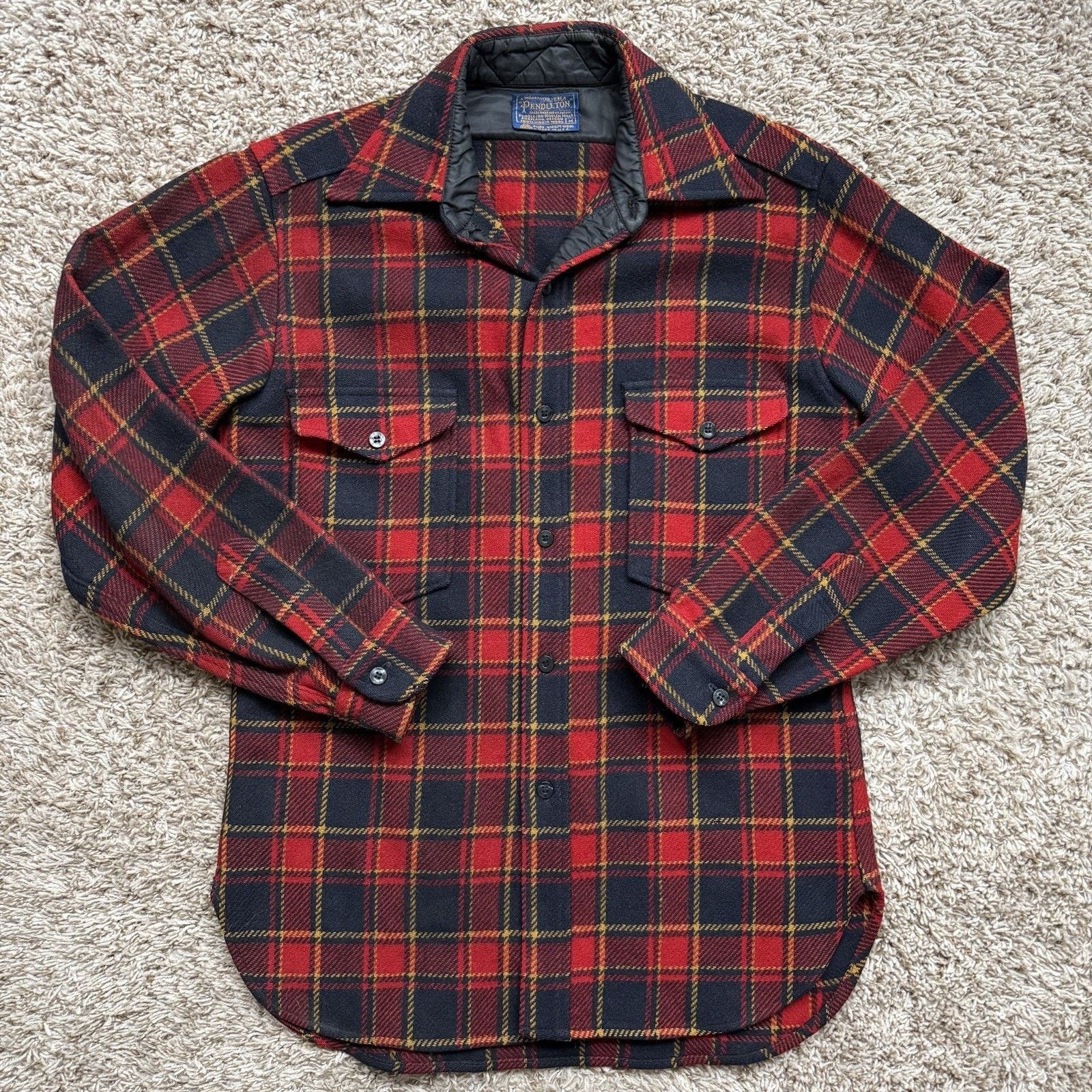 Vintage Pendleton Thick Wool Shacket Flannel Shirt Red Plaid