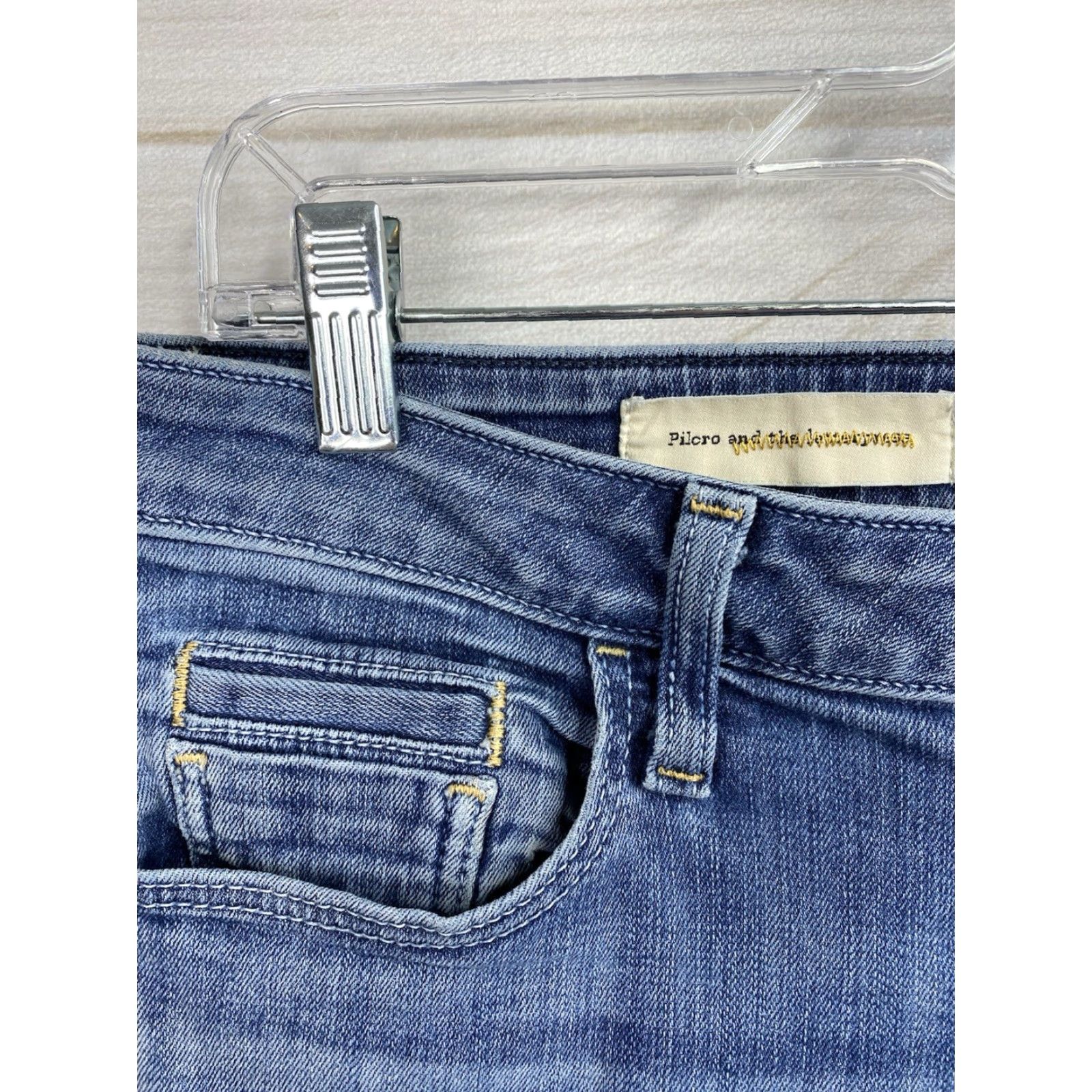 Anthropologie Anthropologie Pilcro No. 29 Jeans Women’s 29 Straight Leg Stretch Mid Rise Denim Blue 5-Pocket Design Slim Regular Womens Jeans Size 29" - 3 Thumbnail