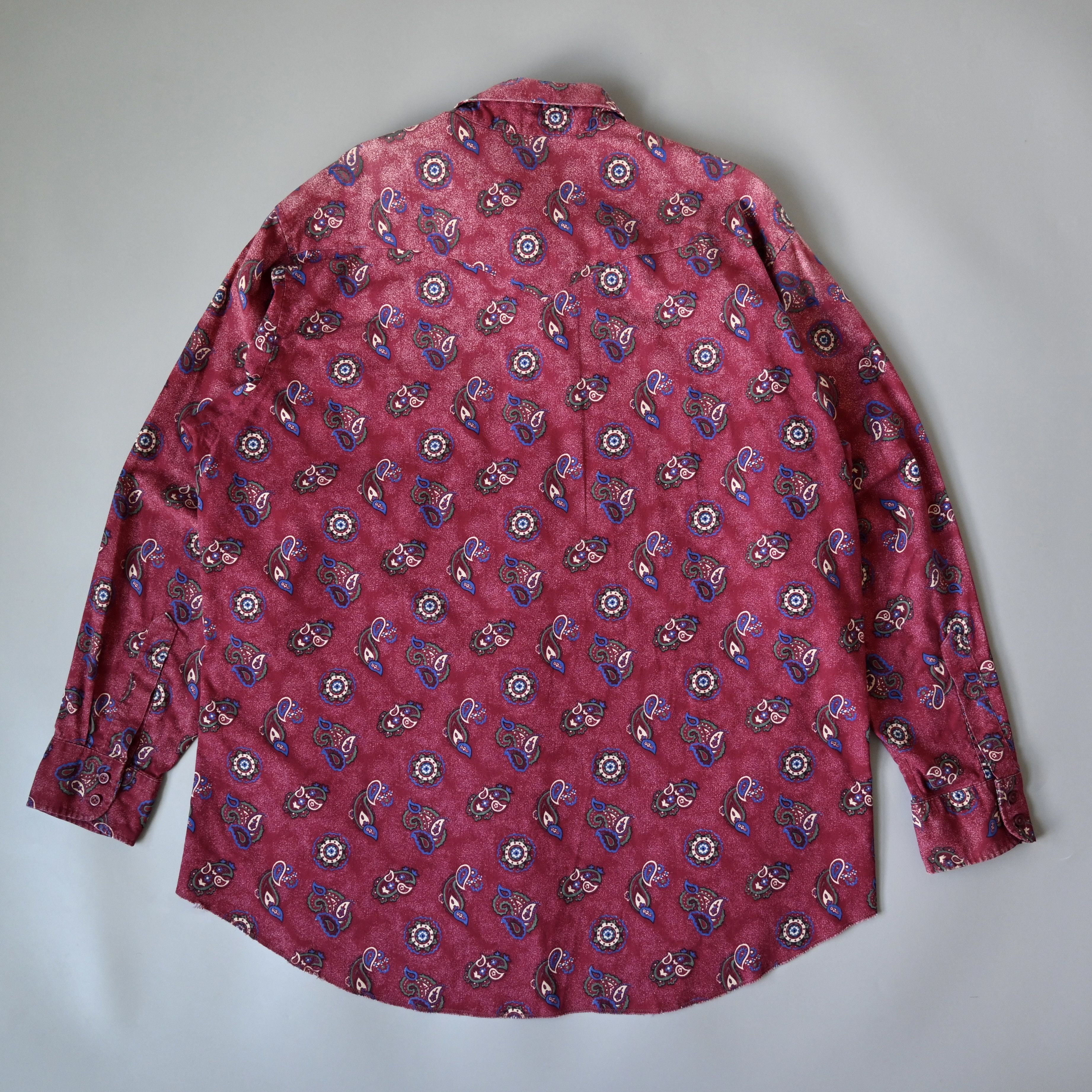 Vintage VTG Wrangler paisley pattern cotton western shirt, maroon Size US XL / EU 56 / 4 - 4 Thumbnail