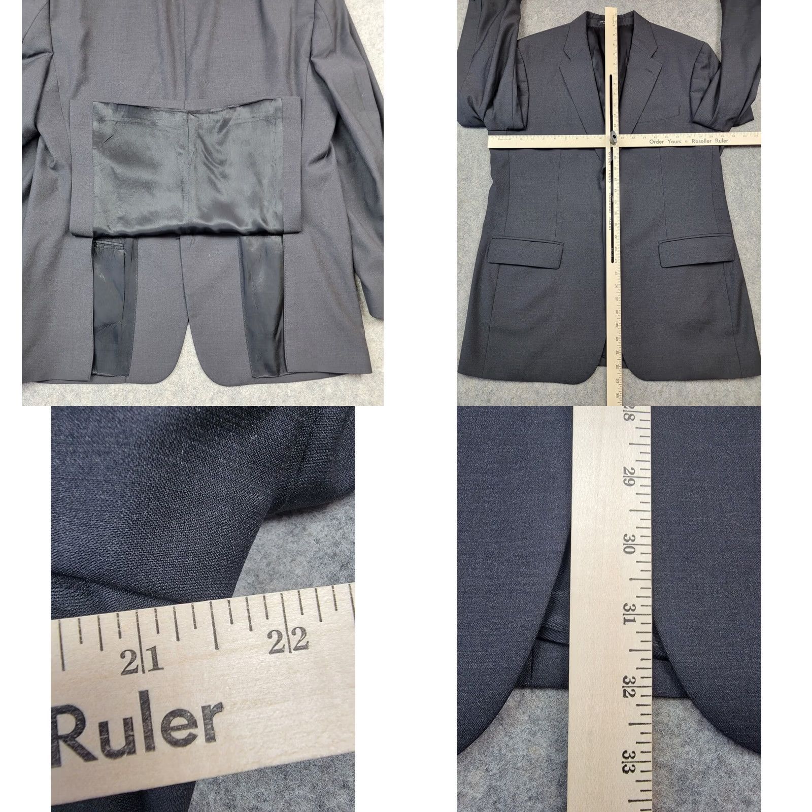 John Varvatos John Varvatos Sullivan Blazer Mens 42 Regular Gray Wool Jacket Suit Coat - Notch Lapel, Double-Vented, Two-Button Front - Dry Clean Only Size 42R - 10 Thumbnail