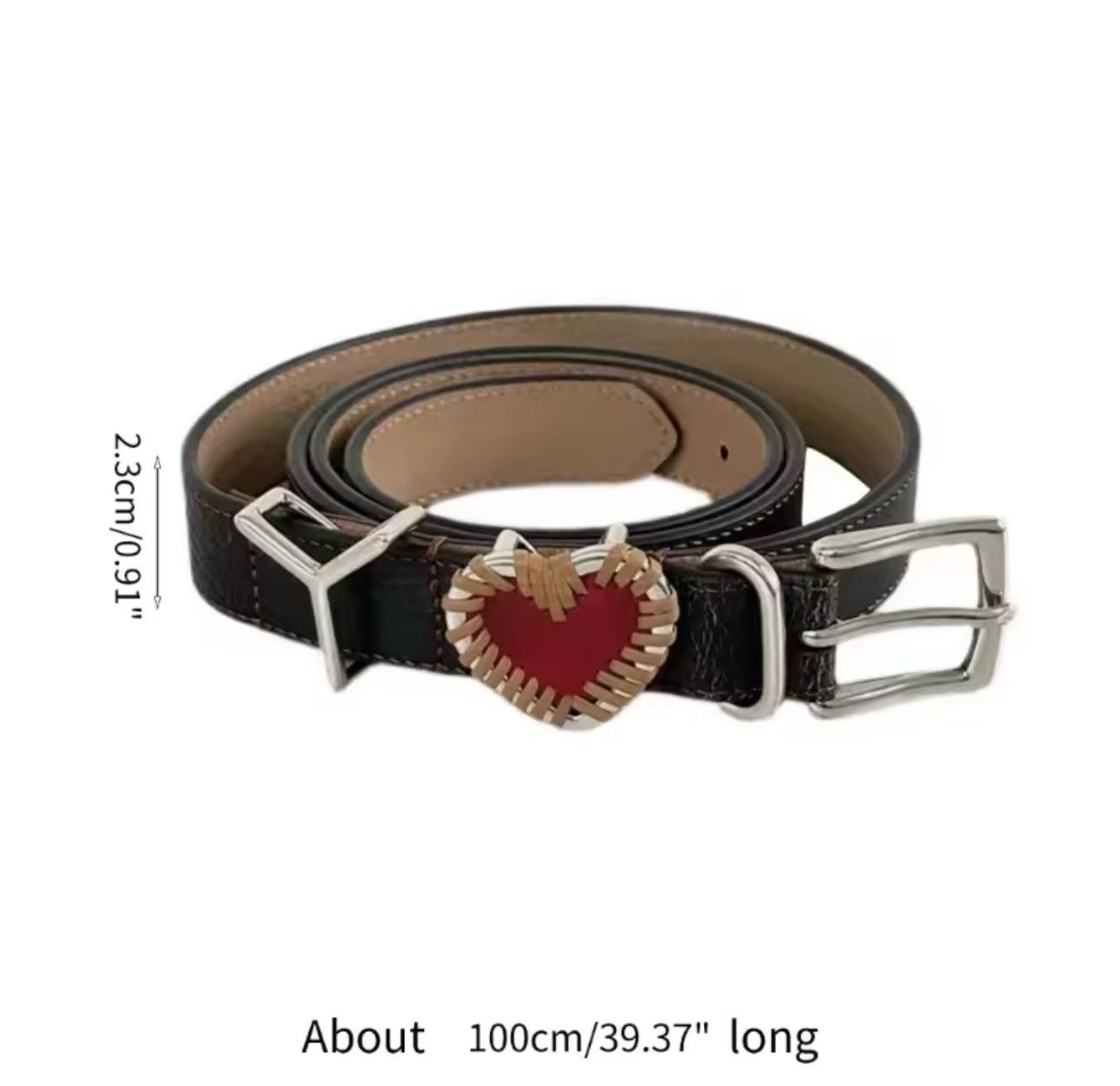Japanese Brand × Vintage Retro black I LOVE YOU heart pu leather belt Size ONE SIZE - 4 Thumbnail