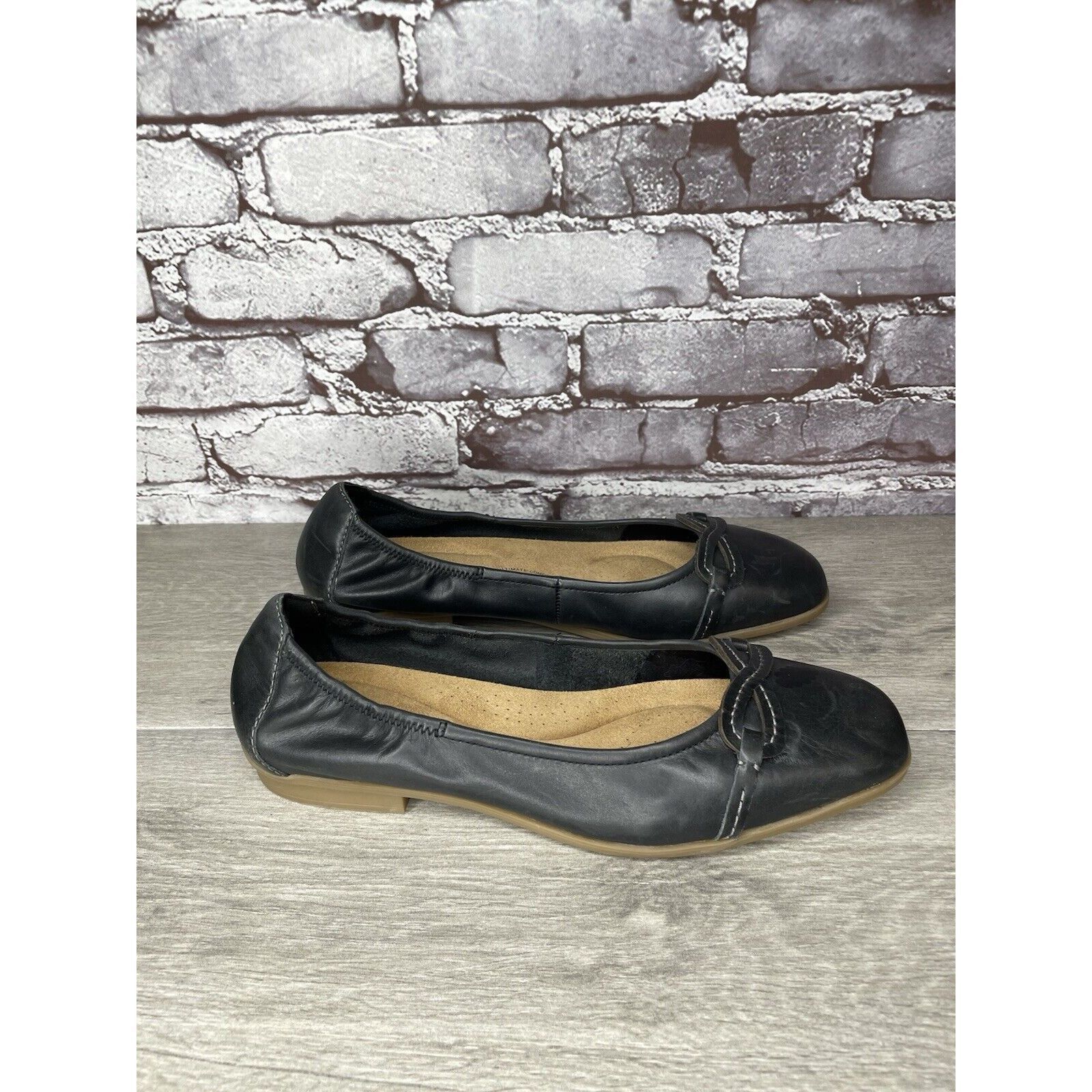 Clarks Clarks Collection Black Leather Slip On Flats Shoes Women Sz Size US 11 / IT 41 - 3 Thumbnail
