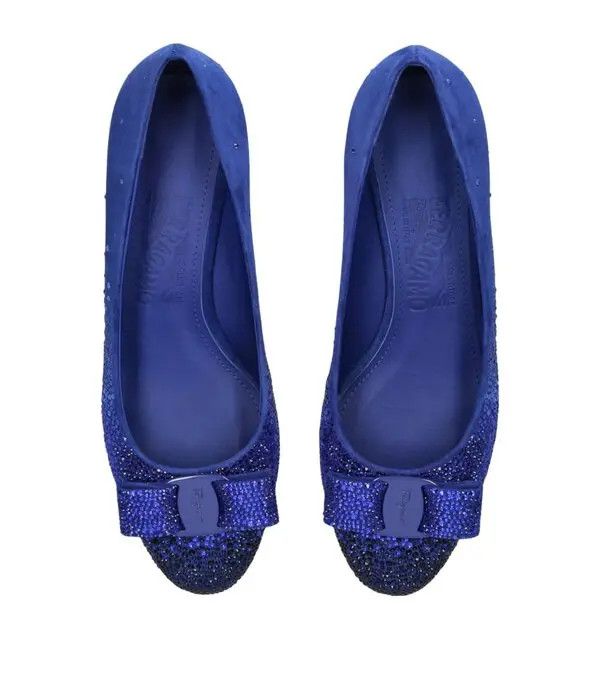 Salvatore Ferragamo o1s1rm1224 Vara Bow Embellished Pumps in Blue Size US 7.5 / IT 37.5 - 2 Thumbnail