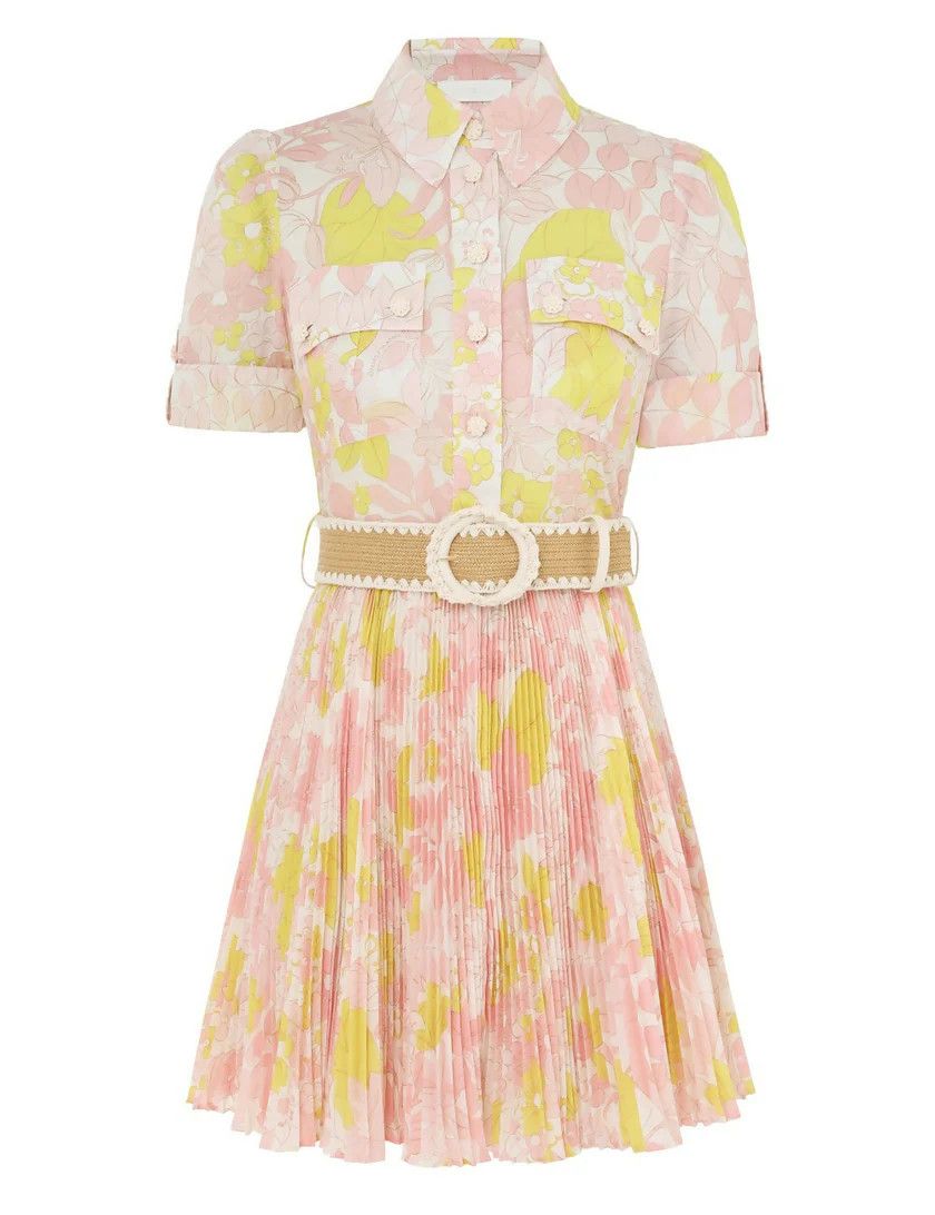 Zimmermann oc11z0525 Pop Pleated Mini Dress in Multicolor Size S / US 4 / IT 40 - 1 Thumbnail