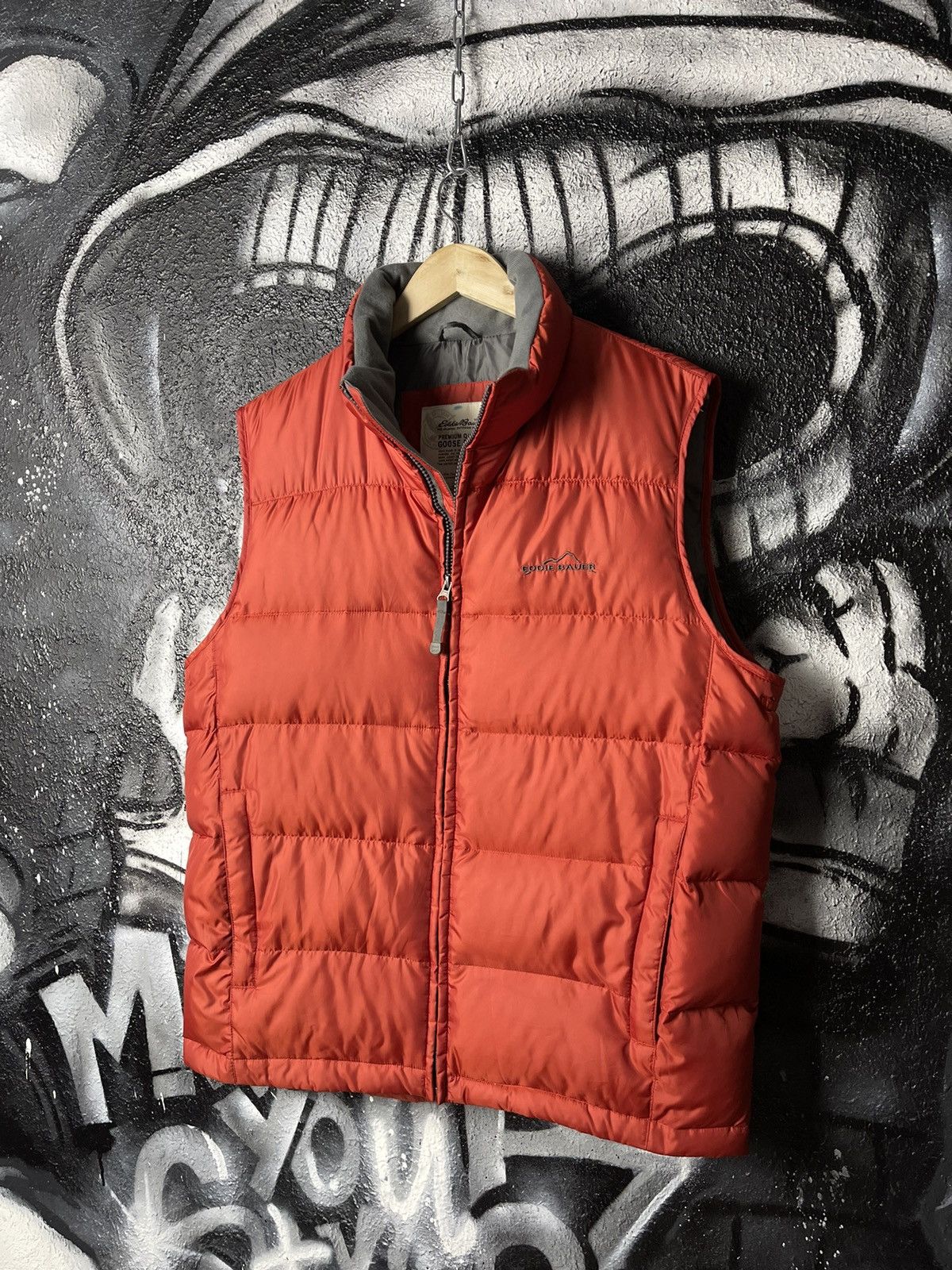 Eddie Bauer Reversible discount Down Puffer Vest Mens L Brown Red Full Zip Heavy