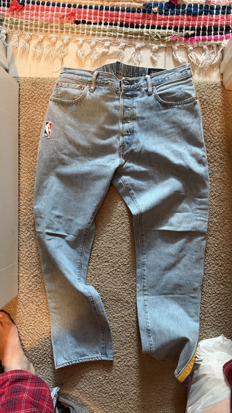 Just Don Levi's x Just Don Light Blue NBA Striped Straight Denim Size US 36 / EU 52 - 1 Thumbnail