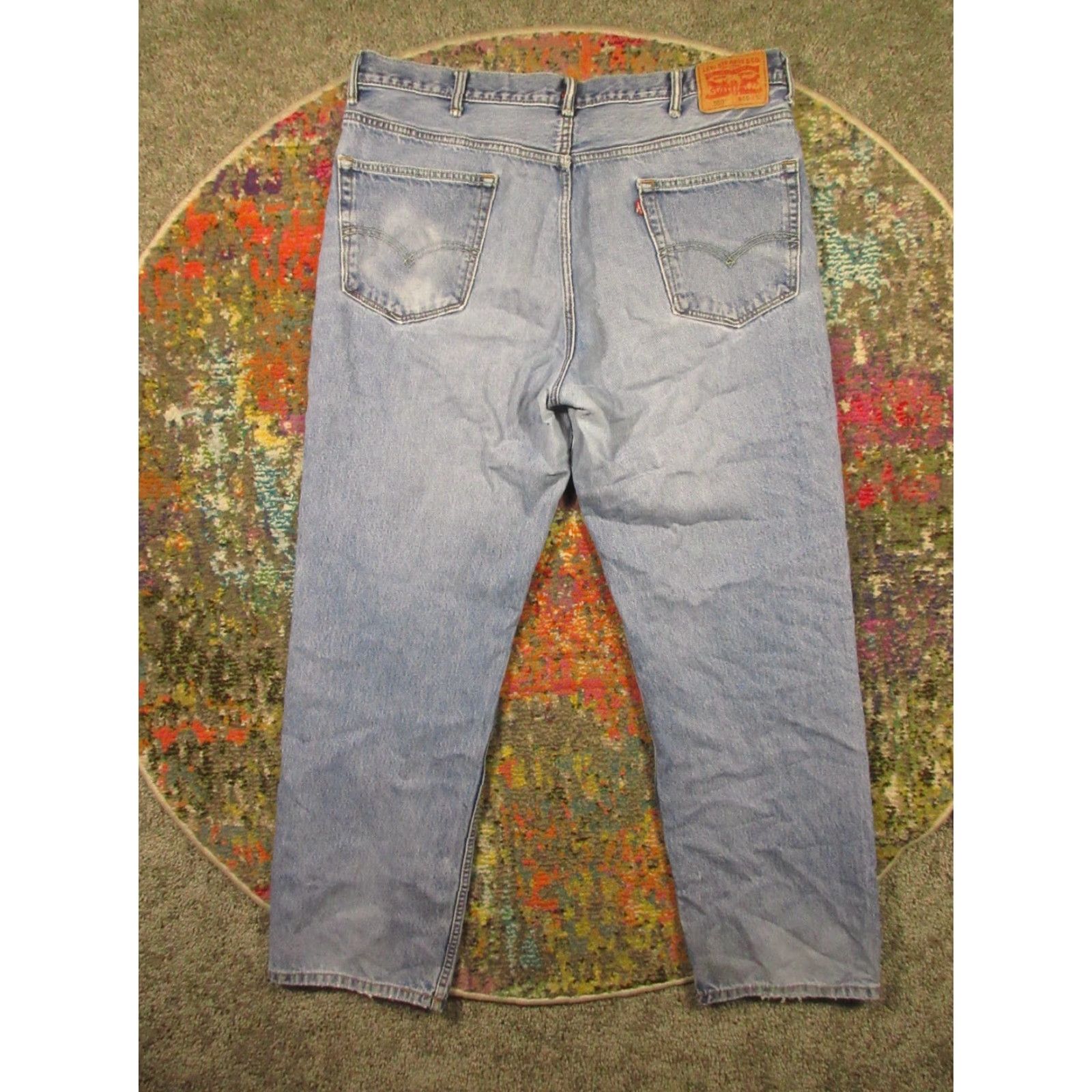 Levi's Levis 550 Jeans Mens 40x32 Relaxed Fit Blue Denim Faded Distressed Holes Size US 40 / EU 56 - 2 Thumbnail