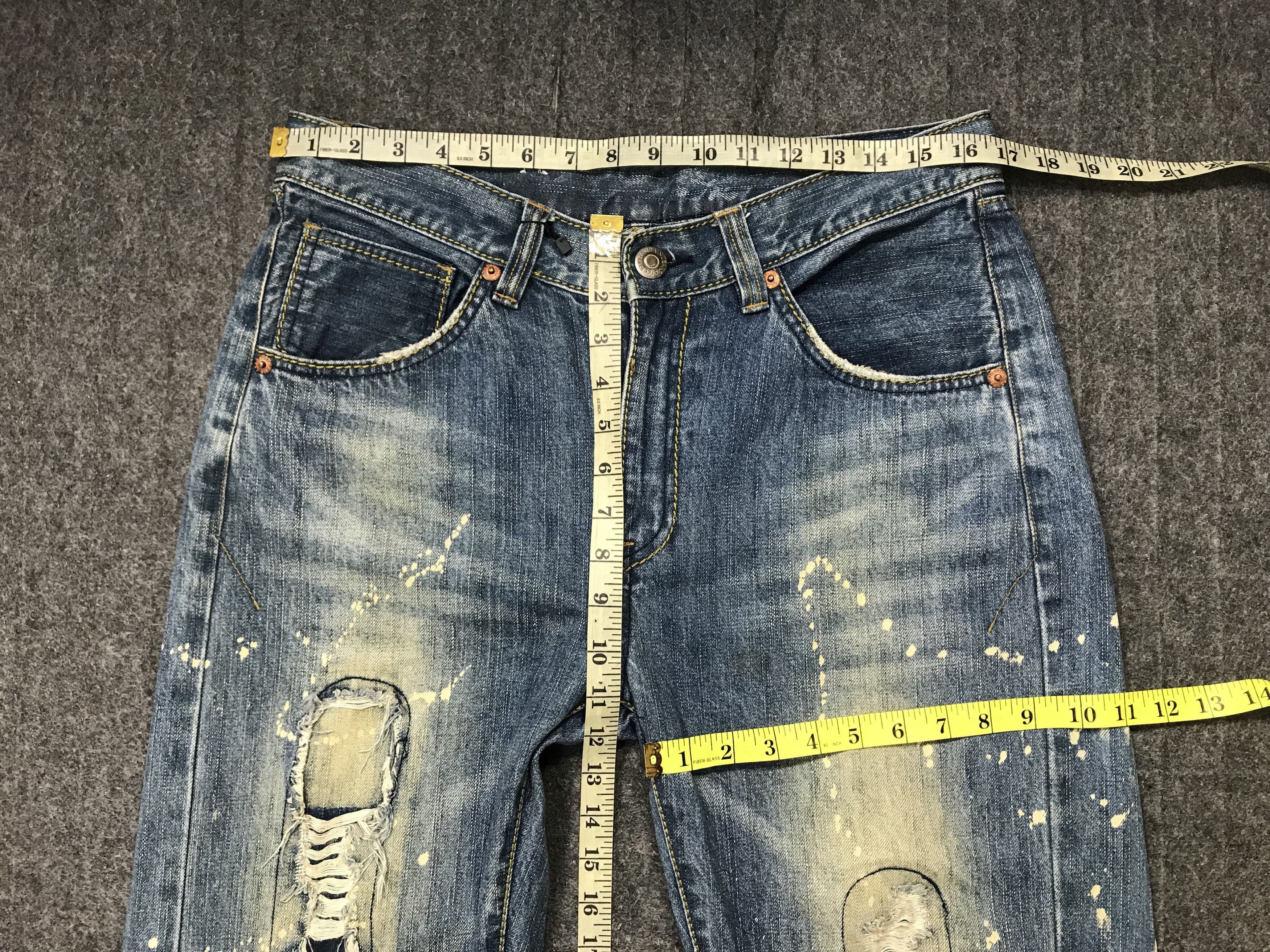 Japanese Brand Big Train Indigo Distressed Denim Paint Splash Thrashed Size US 33 - 8 Thumbnail
