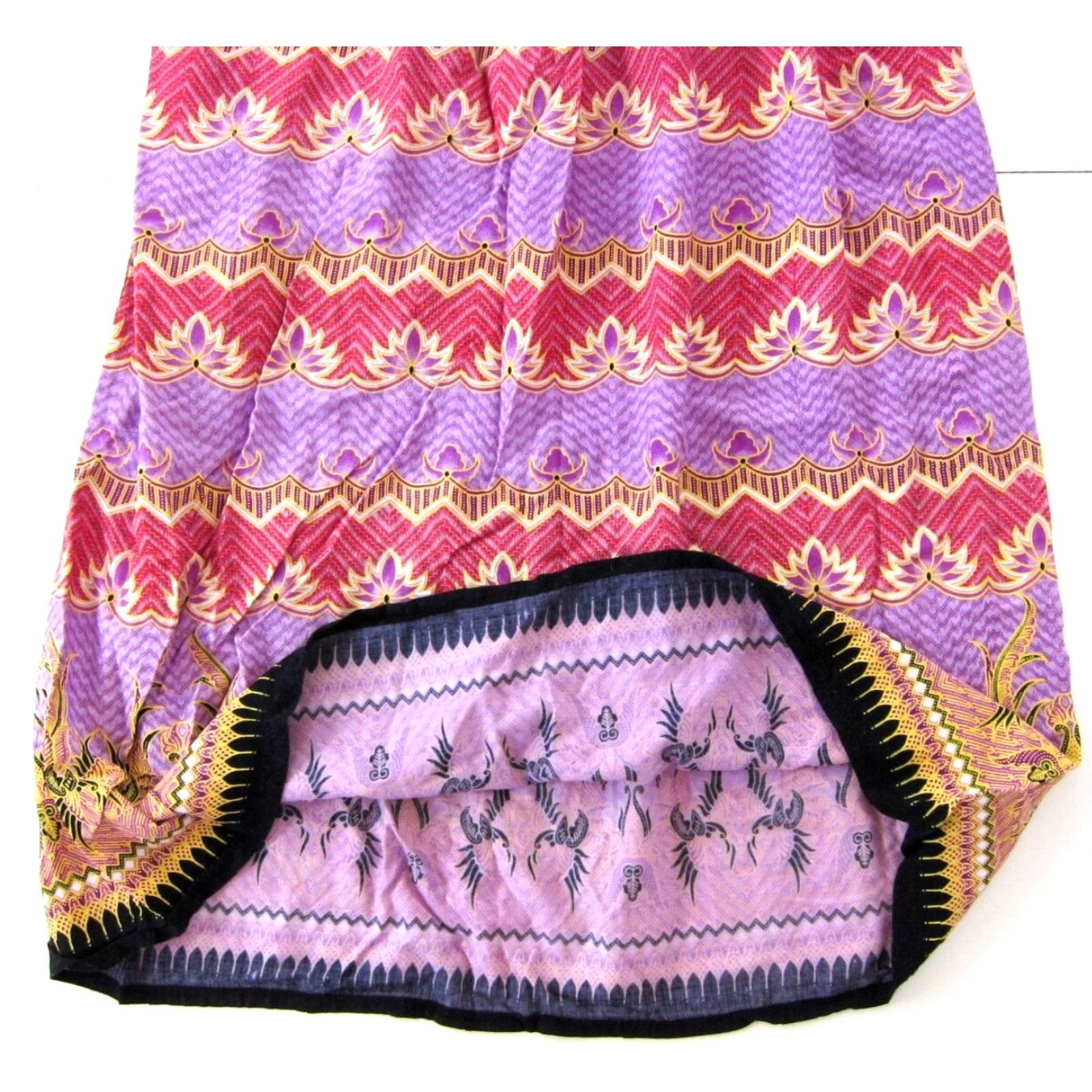 Vintage Vanee Thailand 100% Rayon Purple Yellow Red Floral Tunic Tank Sun Dress Small Size S / US 4 / IT 40 - 7 Thumbnail
