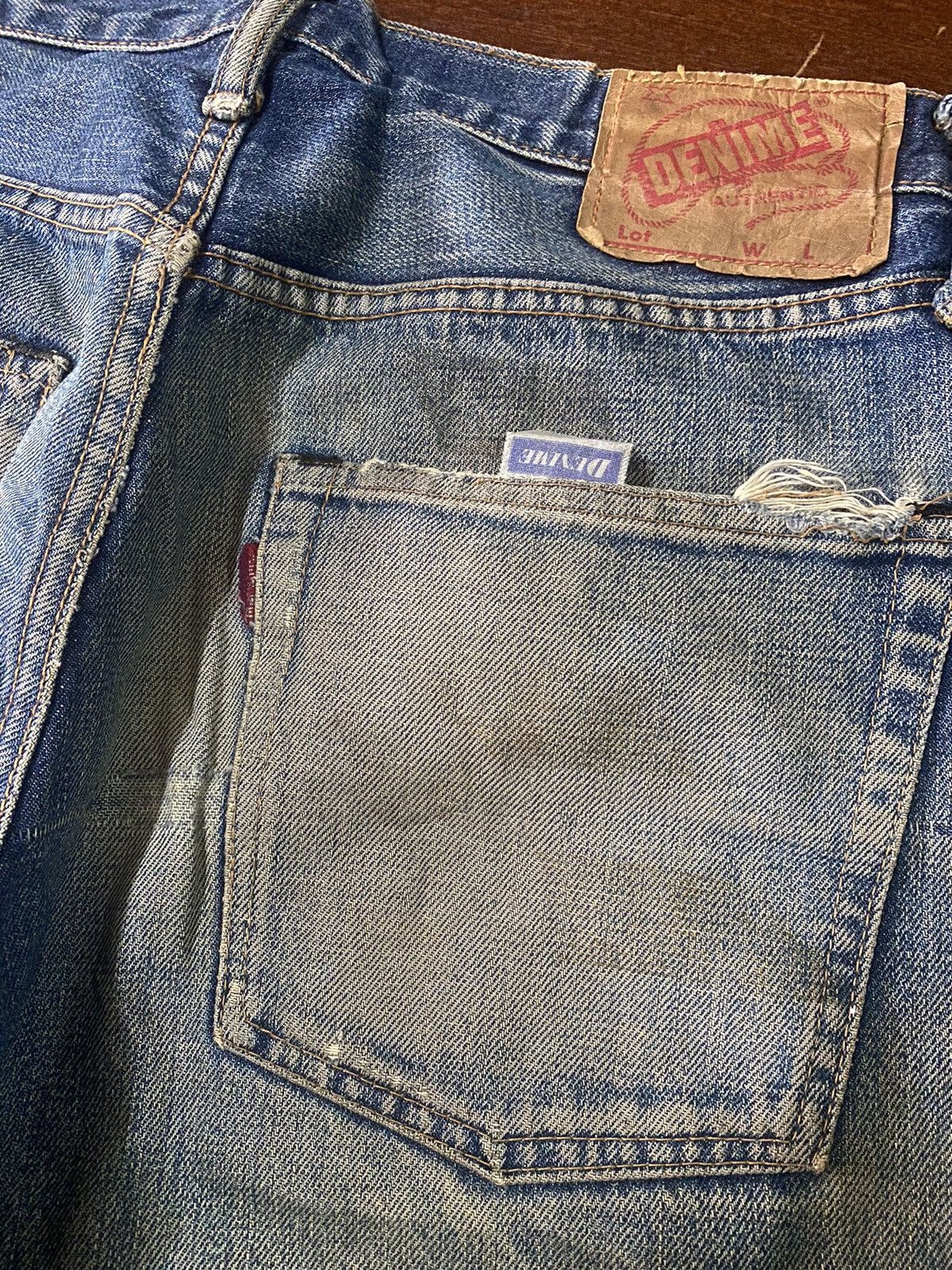Denime Vintage denime Distress Mud wash Denim Selvedge Jeans Size US 29 - 19 Thumbnail