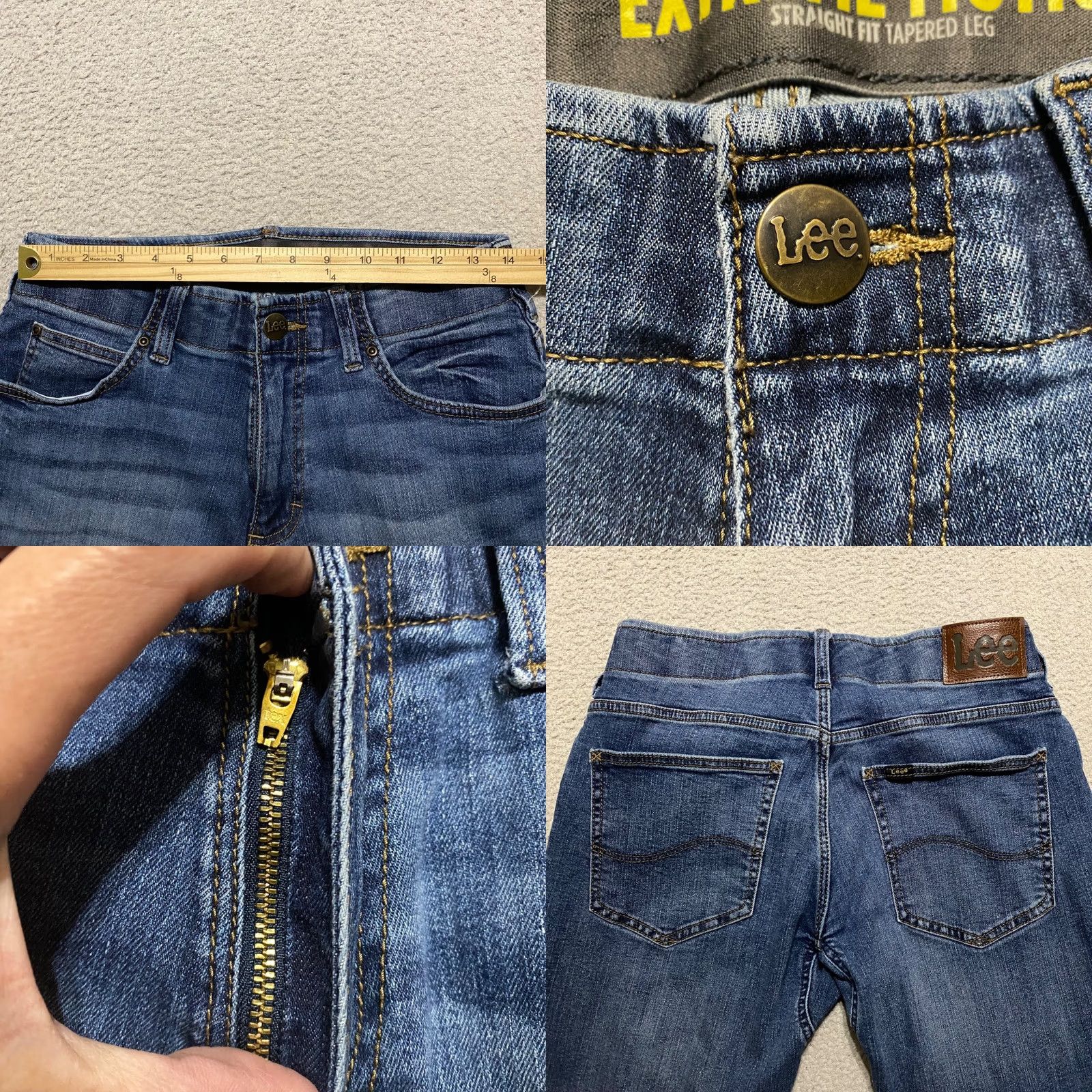 Lee Lee Jeans Mens 30x34 Blue Denim Extreme Motion Medium Wash Straight Mid Rise Size US 30 / EU 46 - 8 Thumbnail
