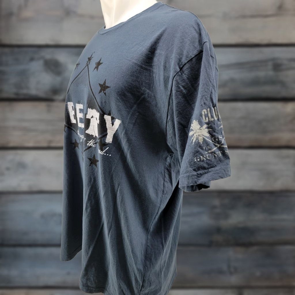Vintage Grunt Style T-Shirt 2XL Liberty Throughout All The Land Blue Mens Short Sleeve Size US XXL / EU 58 / 5 - 1 Thumbnail
