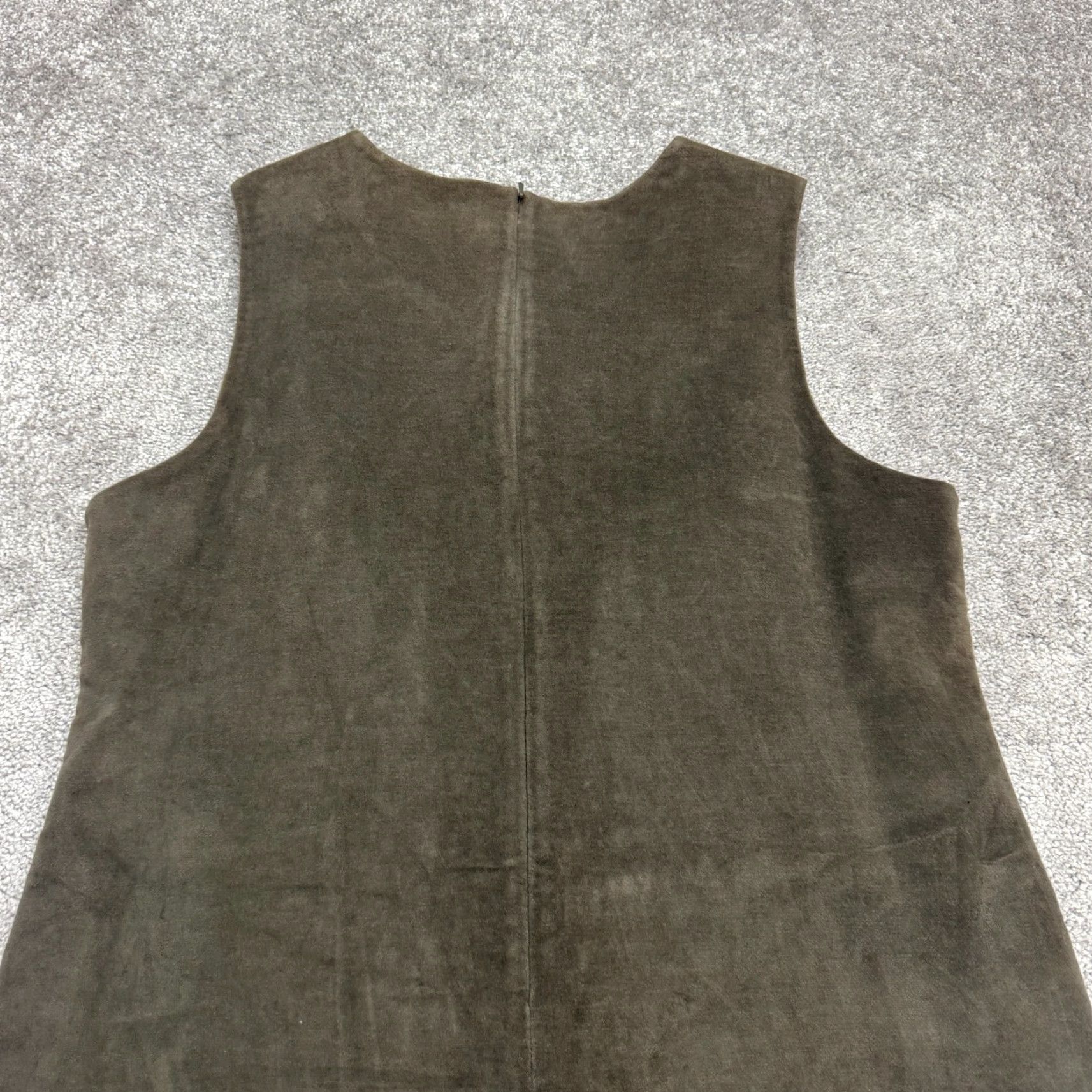 Vintage L.L. Bean Sleeveless Shift Dress Jumper Womens S Green Cotton V-Neck Knee Length Size S / US 4 / IT 40 - 3 Thumbnail