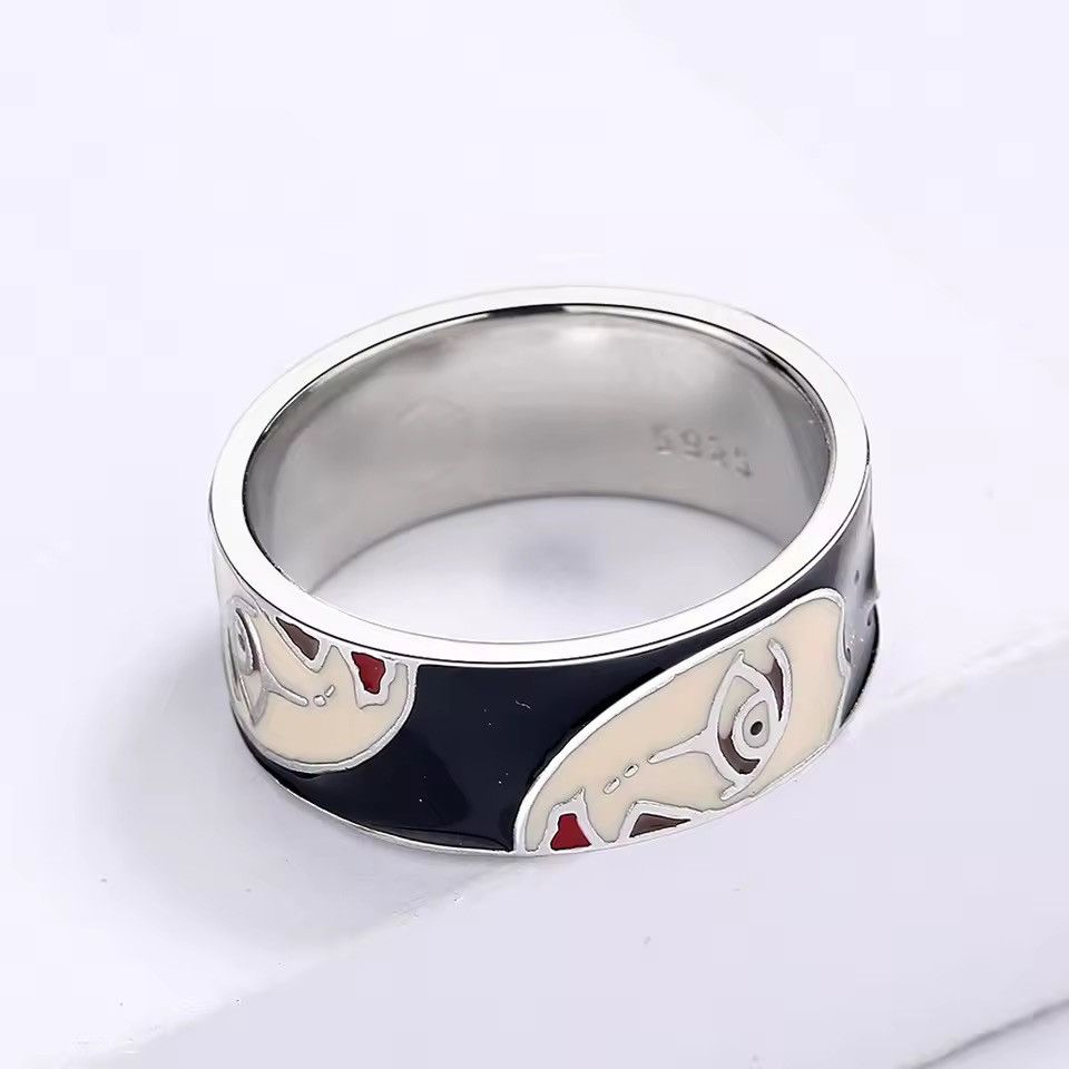 Japanese Brand Creative Handmade Irregular Half Face Enamel Heart Ring Size ONE SIZE - 5 Thumbnail