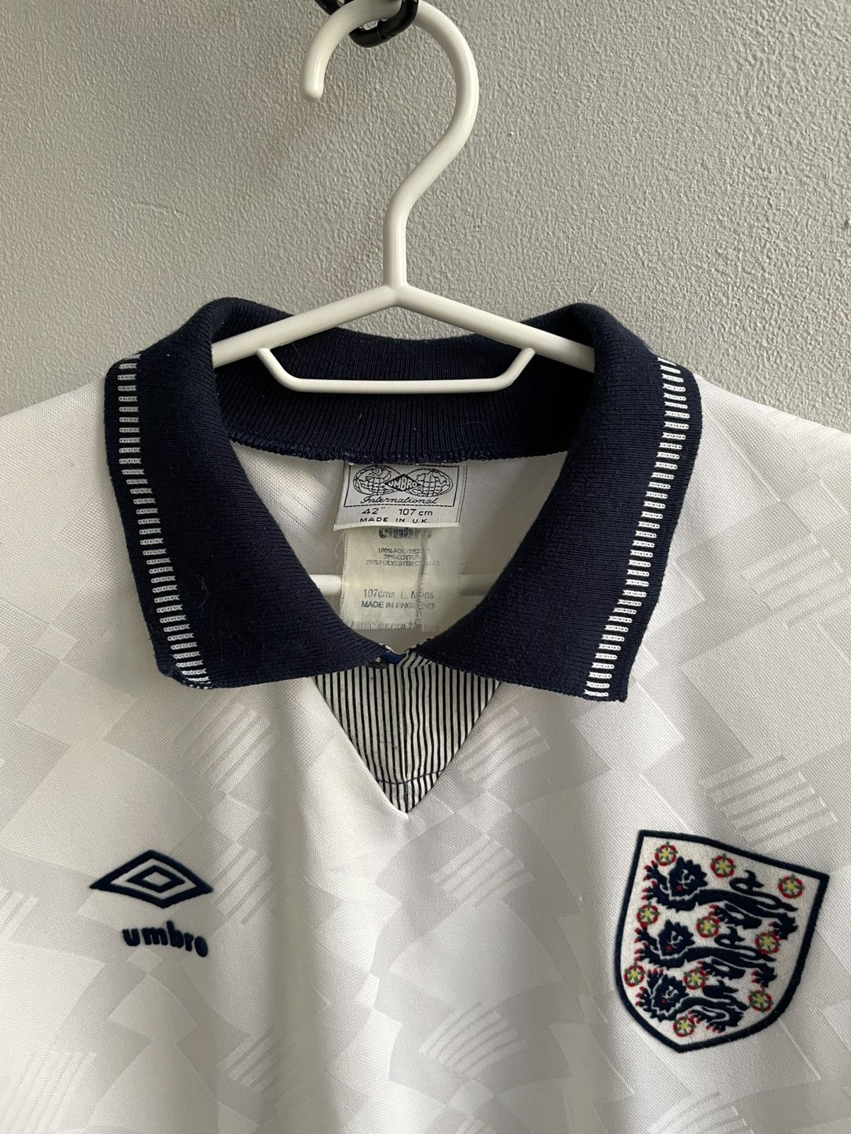 Vintage England 1990 1991 1992 Football Shirt Soccer Jersey Umbro Size US L / EU 52-54 / 3 - 8 Thumbnail
